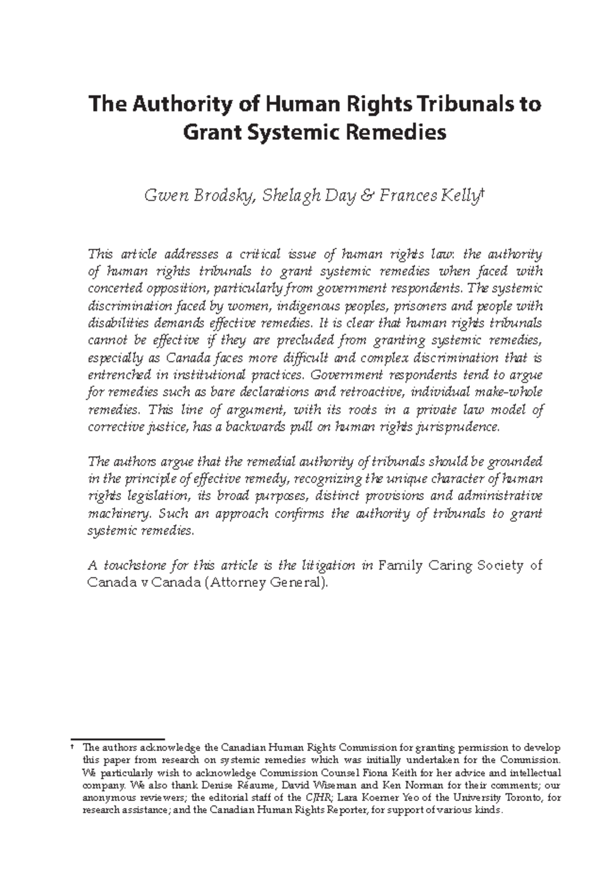 6Can JHum Rts 1 - Human rights - The Authority of Human Rights ...