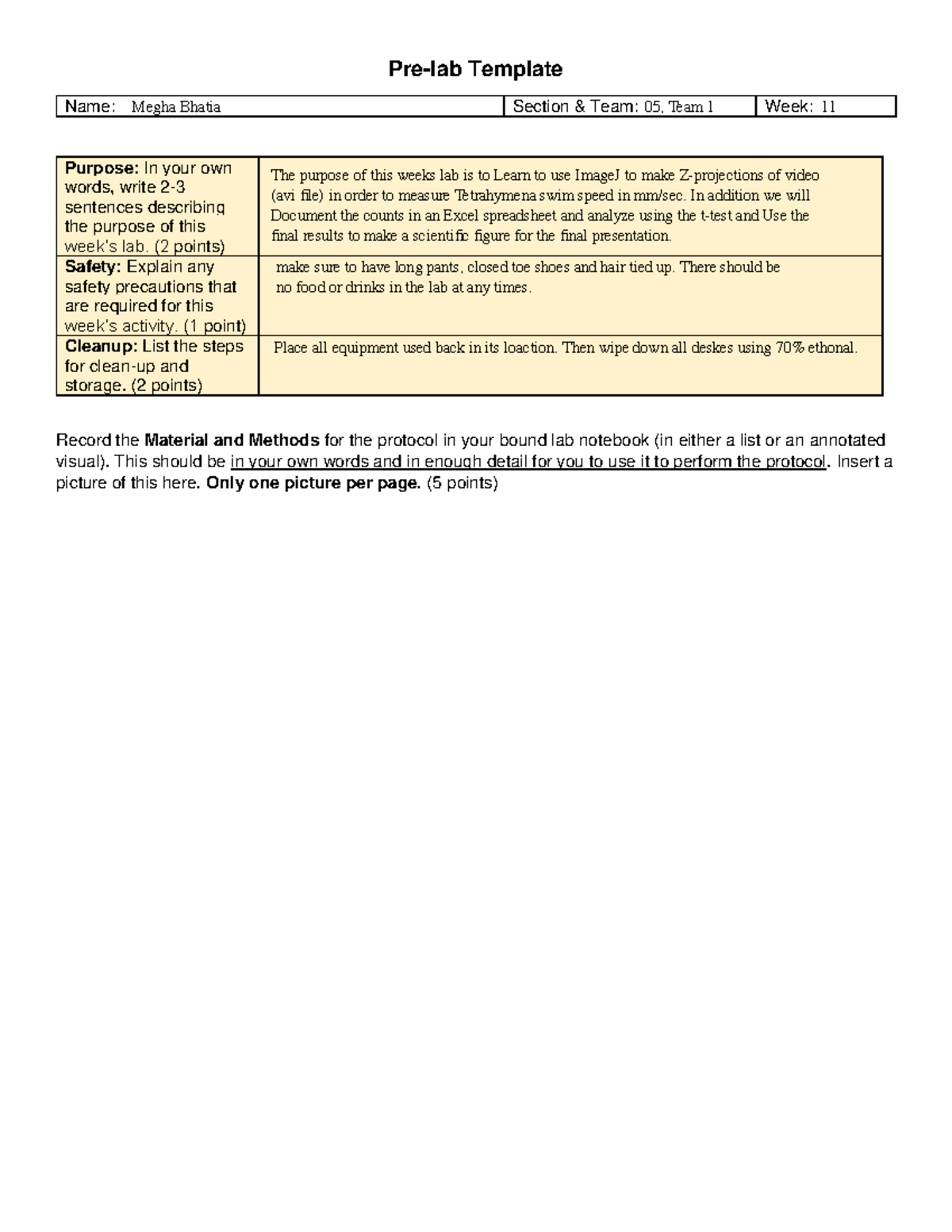 Pre Lab Template 4 Notes Pre Lab Template Name Section And Team