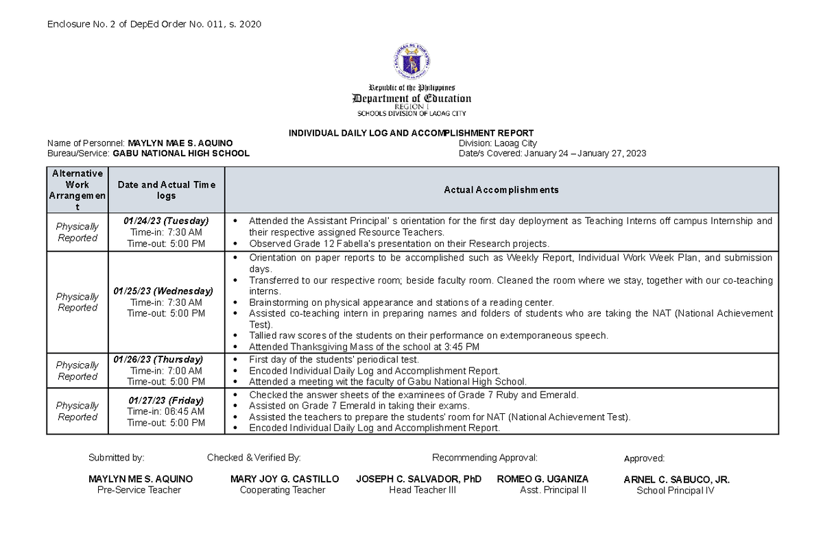 1st Week - Idlar - Enclosure No. 2 of DepEd Order No. 011, s. 2020 ...