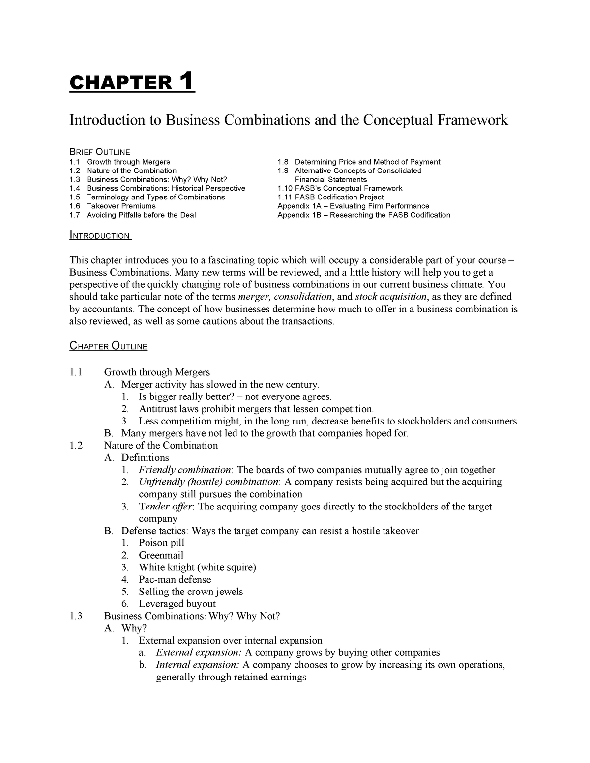 Ch01 - Advanced Accounting Study Guide - CHAPTER 1 Introduction to ...