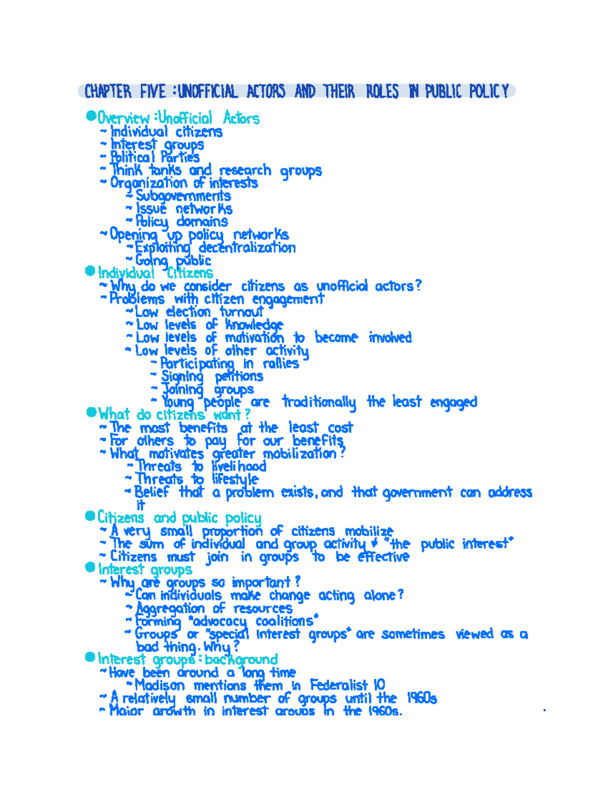 Ch 5 public policy intro course notes - CHAPTER FIVE : UNOFFICIAL ...
