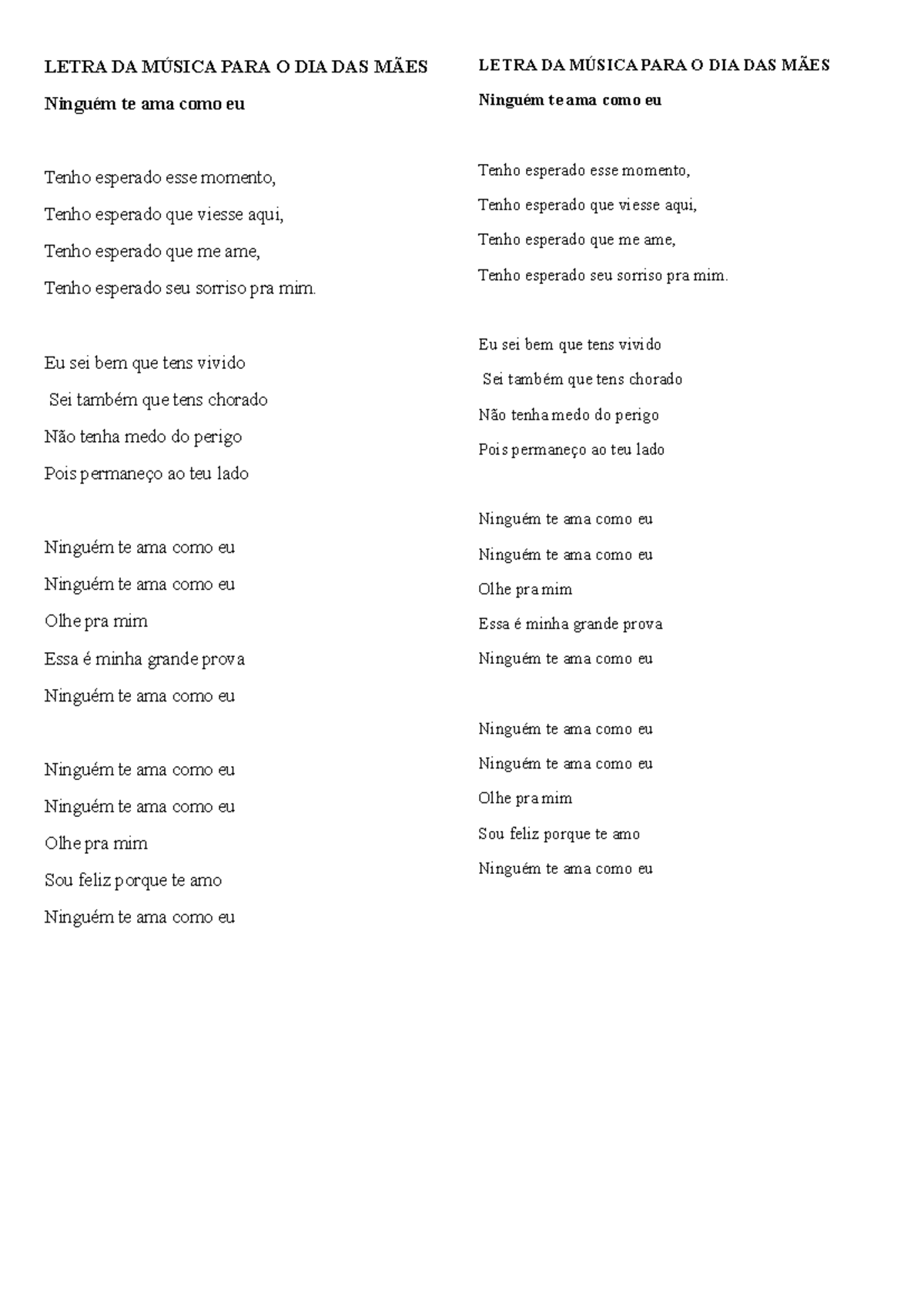 Letra DA Música PARA O DIA DAS MÃES - LETRA DA MÚSICA PARA O DIA DAS ...