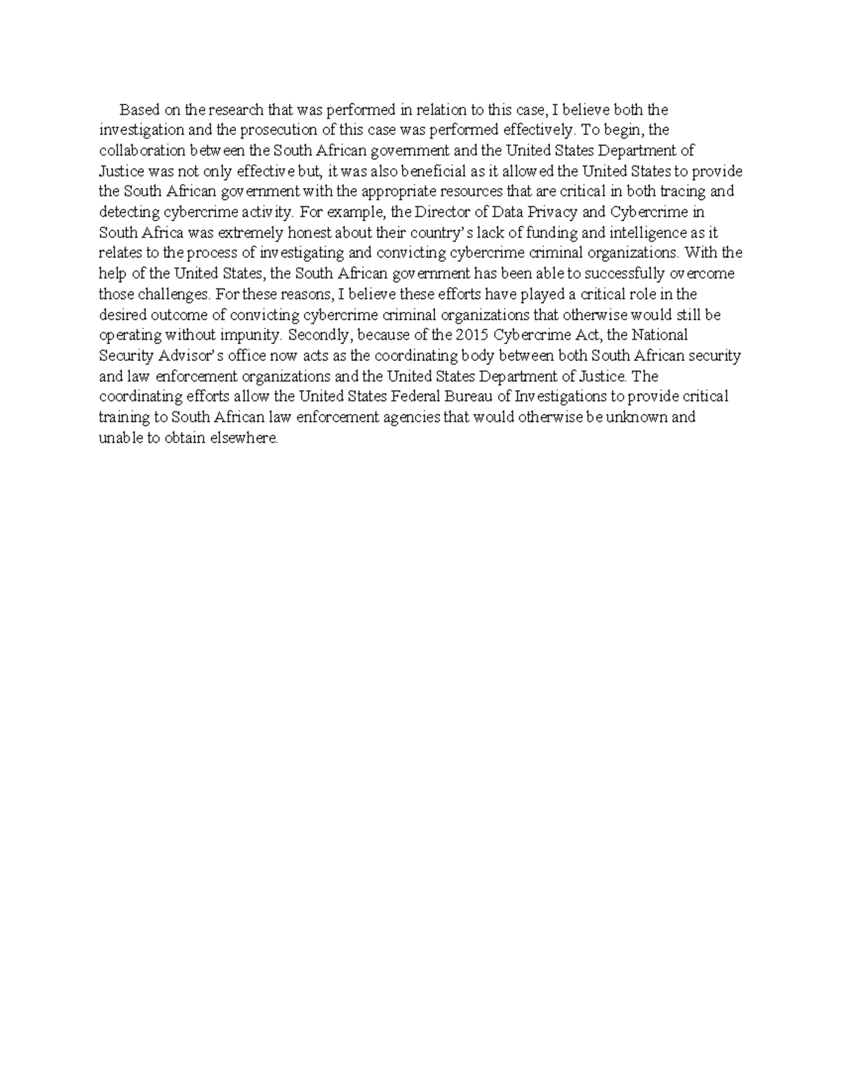 JUS- 305 Week 7 Assignment - Based on the research that was performed ...