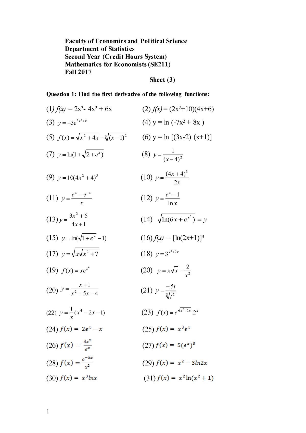 Sheet 3 Math Studocu