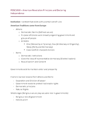 POSC 1010-Lecture 2 The Constitution - Lecture 2: The Constitution ...