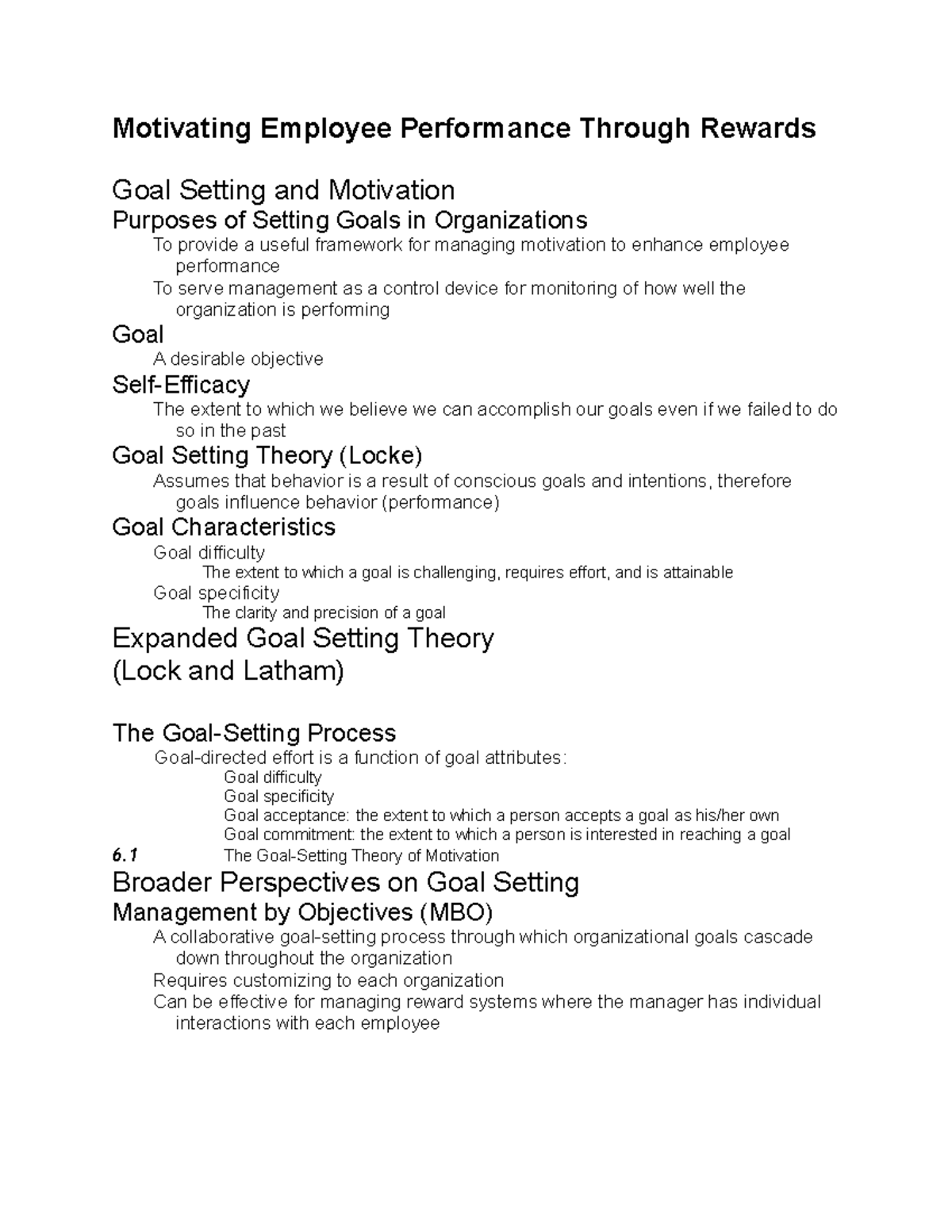 5.Motivating Employee Performance Through Rewards - Goal-setting theory ...