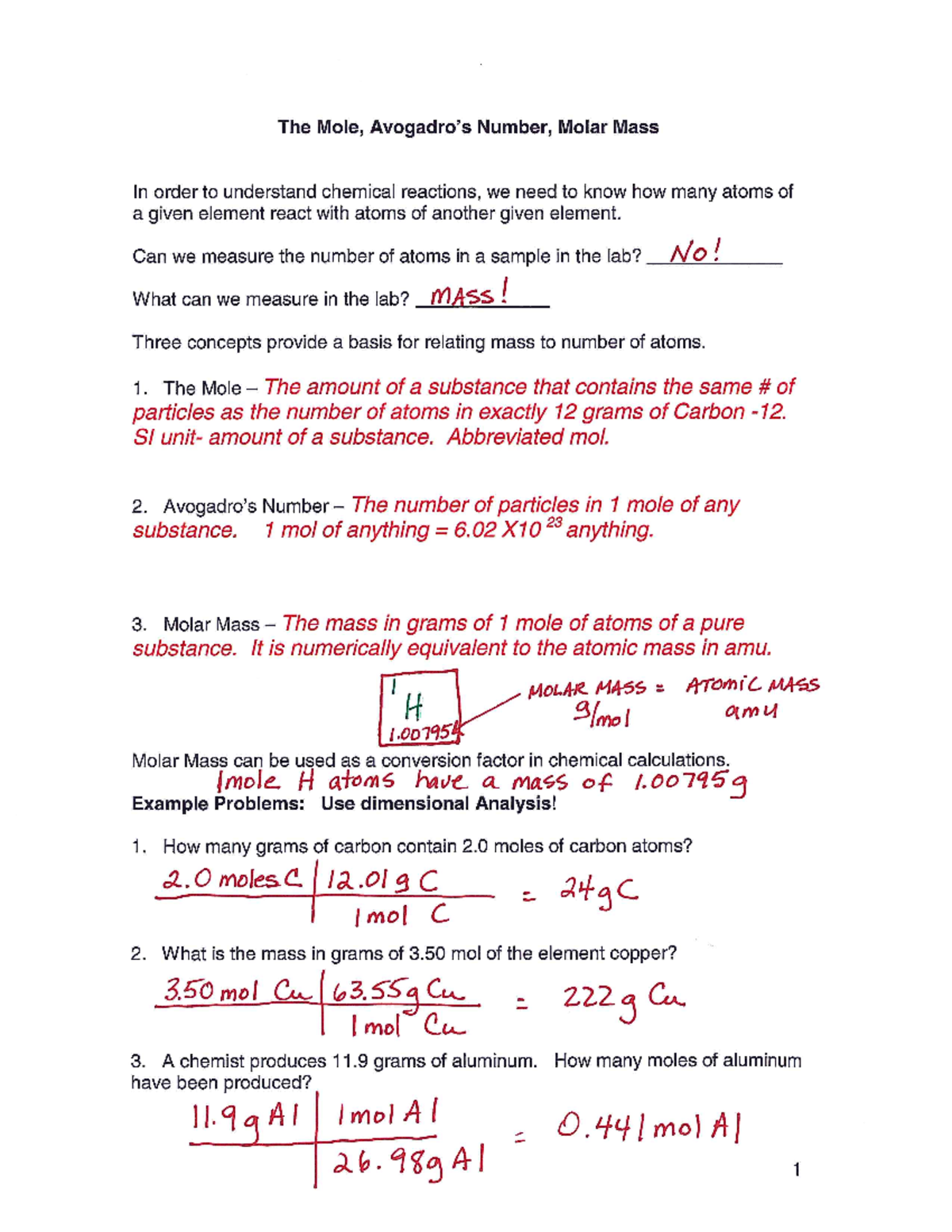 Mass Mole Atom Conversions Notes - Electricical Machines 2 - Studocu