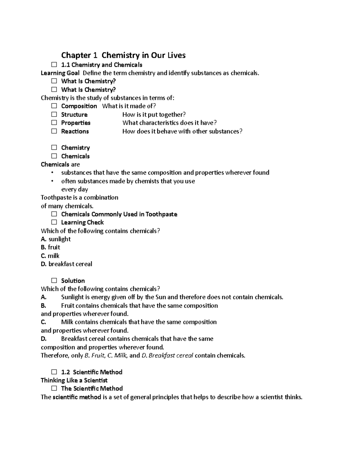 Chapter 1 Chemistry in Our Lives - Chapter 1 Chemistry in Our Lives 1 ...