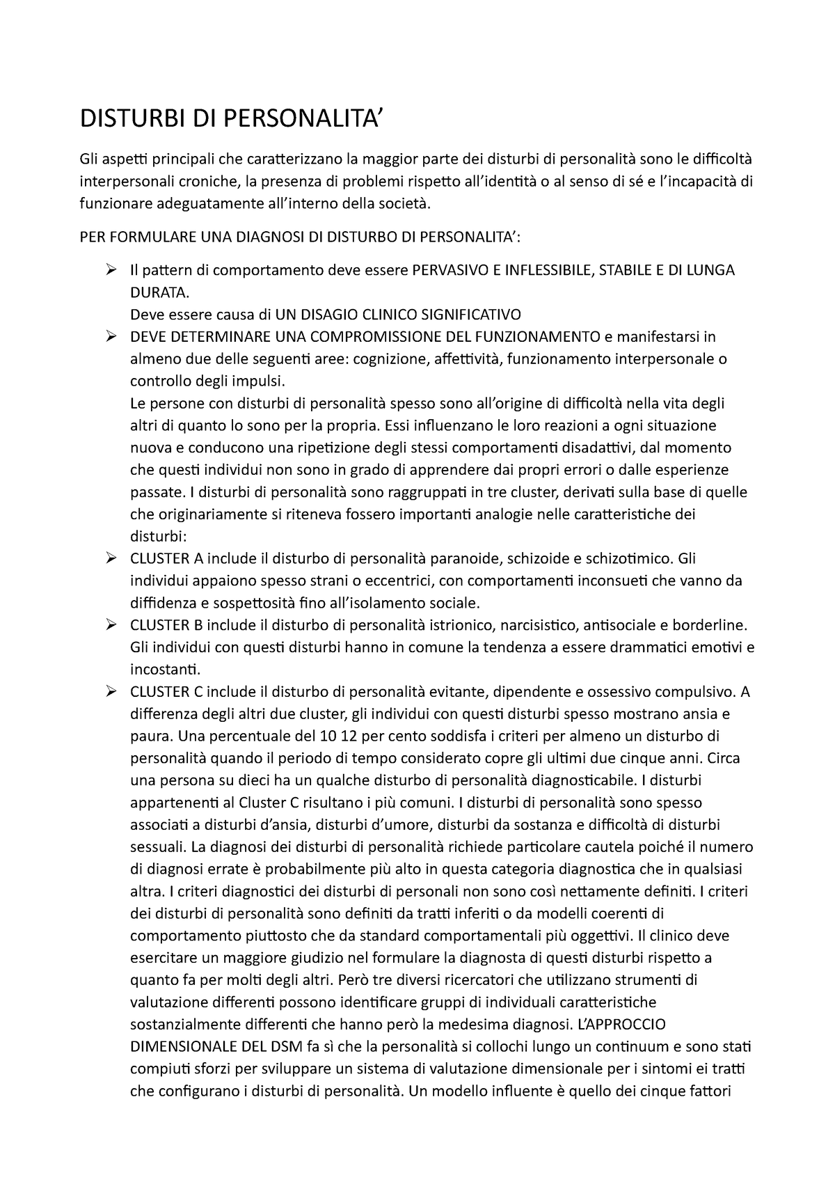 DPA: Test per la diagnosti dei disturbi di personalità - Items