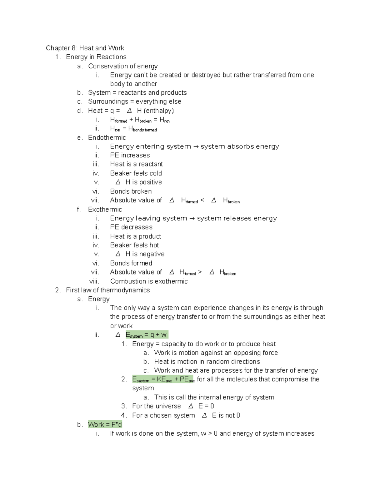 Topic 8 Heat and Work - Lecture notes 8 - Chapter 8: Heat and Work 1 ...
