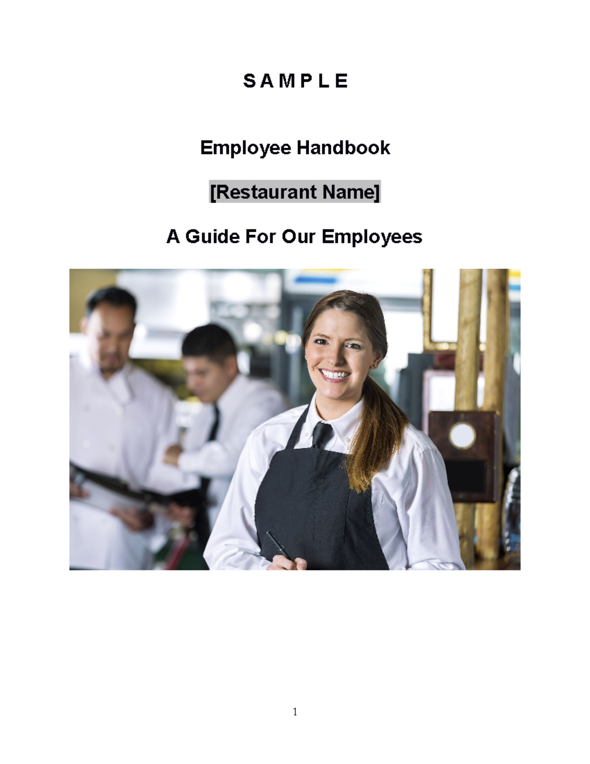 Sample Employee Handbook for Restaurants - S A M P L E Employee ...