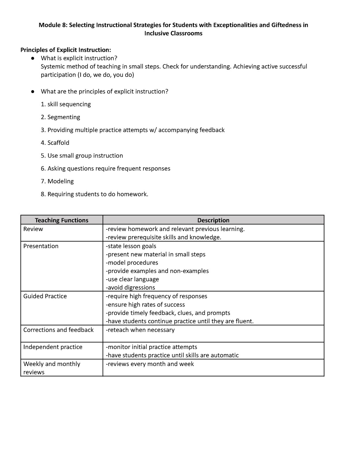 M8 Study Guide - Module 8: Selecting Instructional Strategies For ...