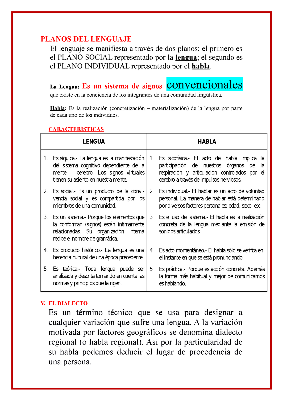 Planos DEL Lenguaje TO B PLANOS DEL LENGUAJE El lenguaje se manifiesta a través de dos planos