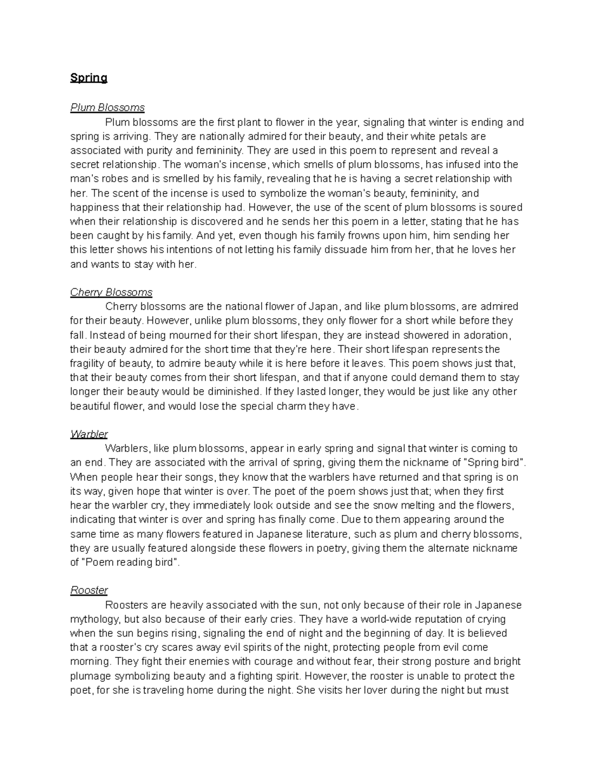 Final Essay Assignment - Spring Plum Blossoms Plum blossoms are the ...