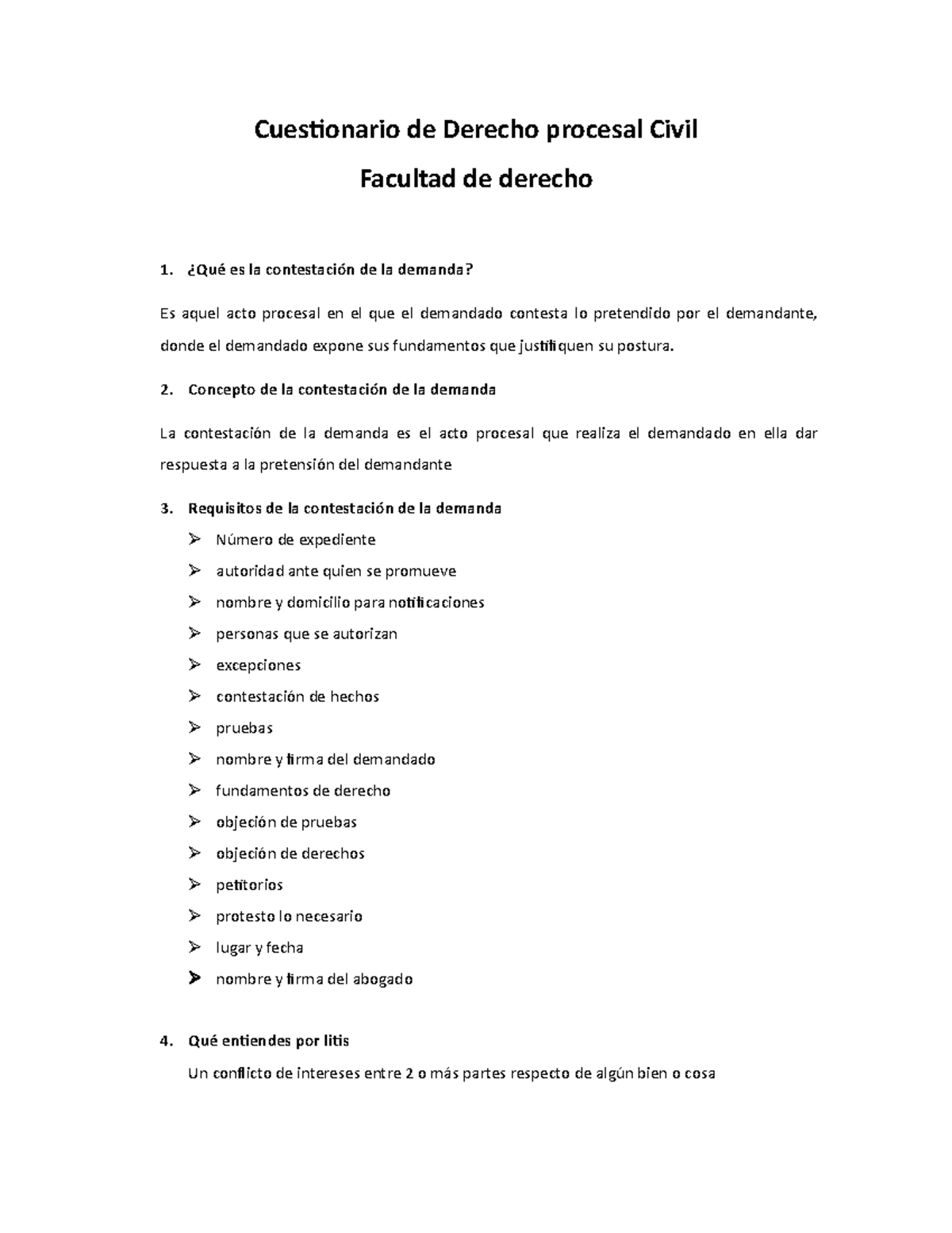 Cuestionario De Derecho Procesal Civil - Cuestionario De Derecho ...