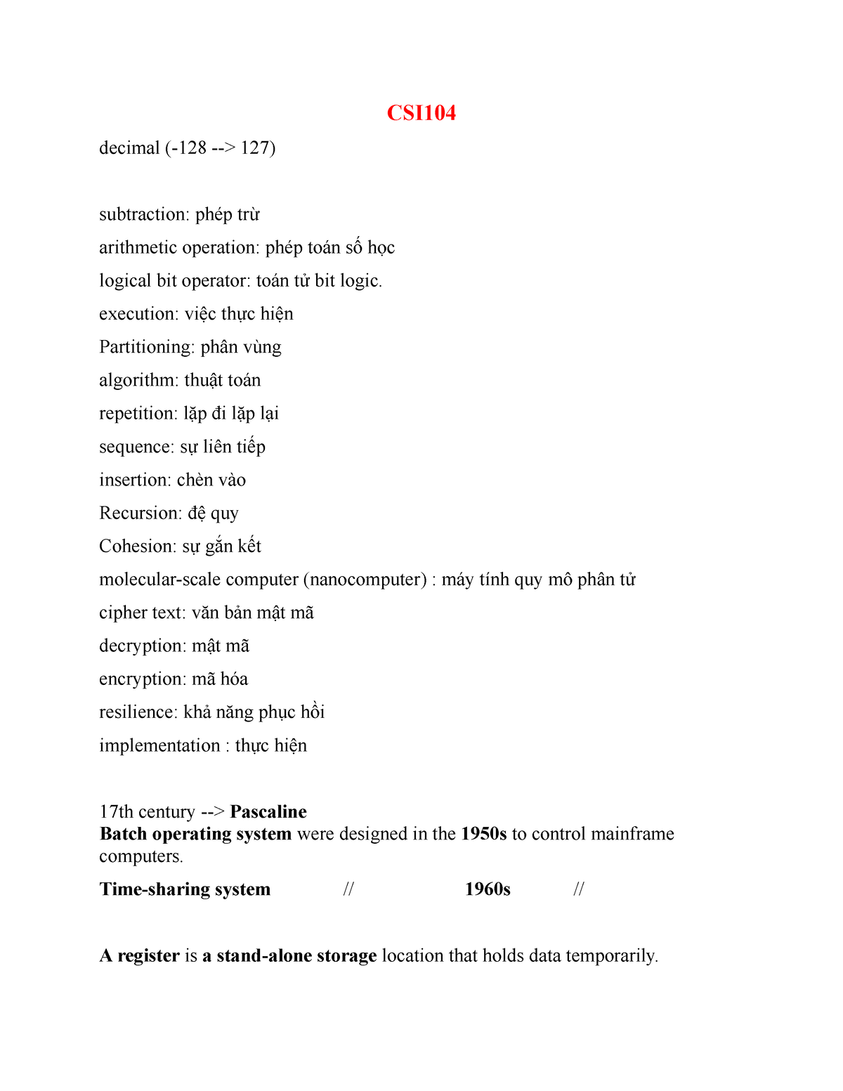 CSI104 Note - CSI Decimal (-128 -> 127) Subtraction: Phép Trừ ...