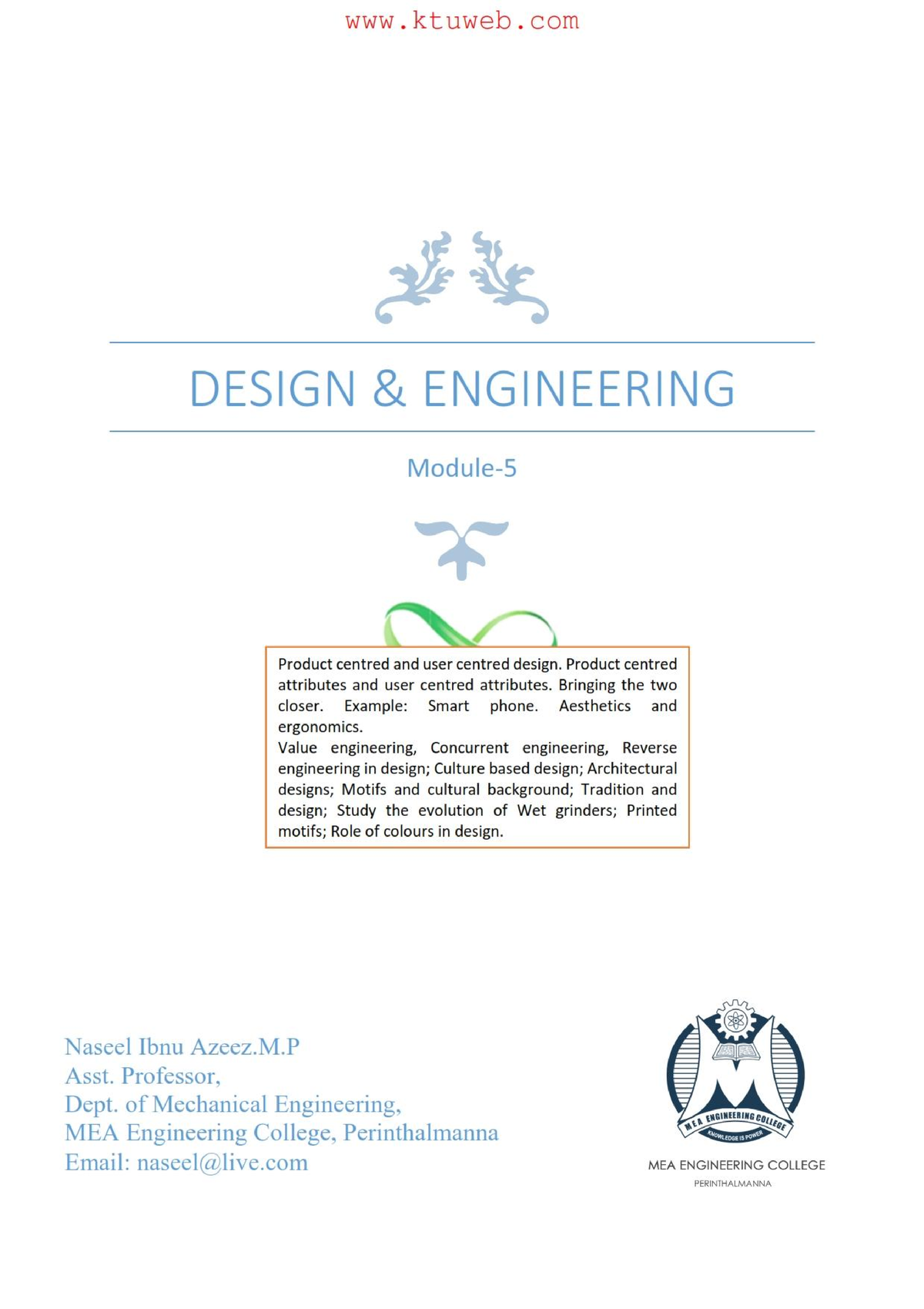 Module-5 - Lecture - Design & Engineering - Studocu