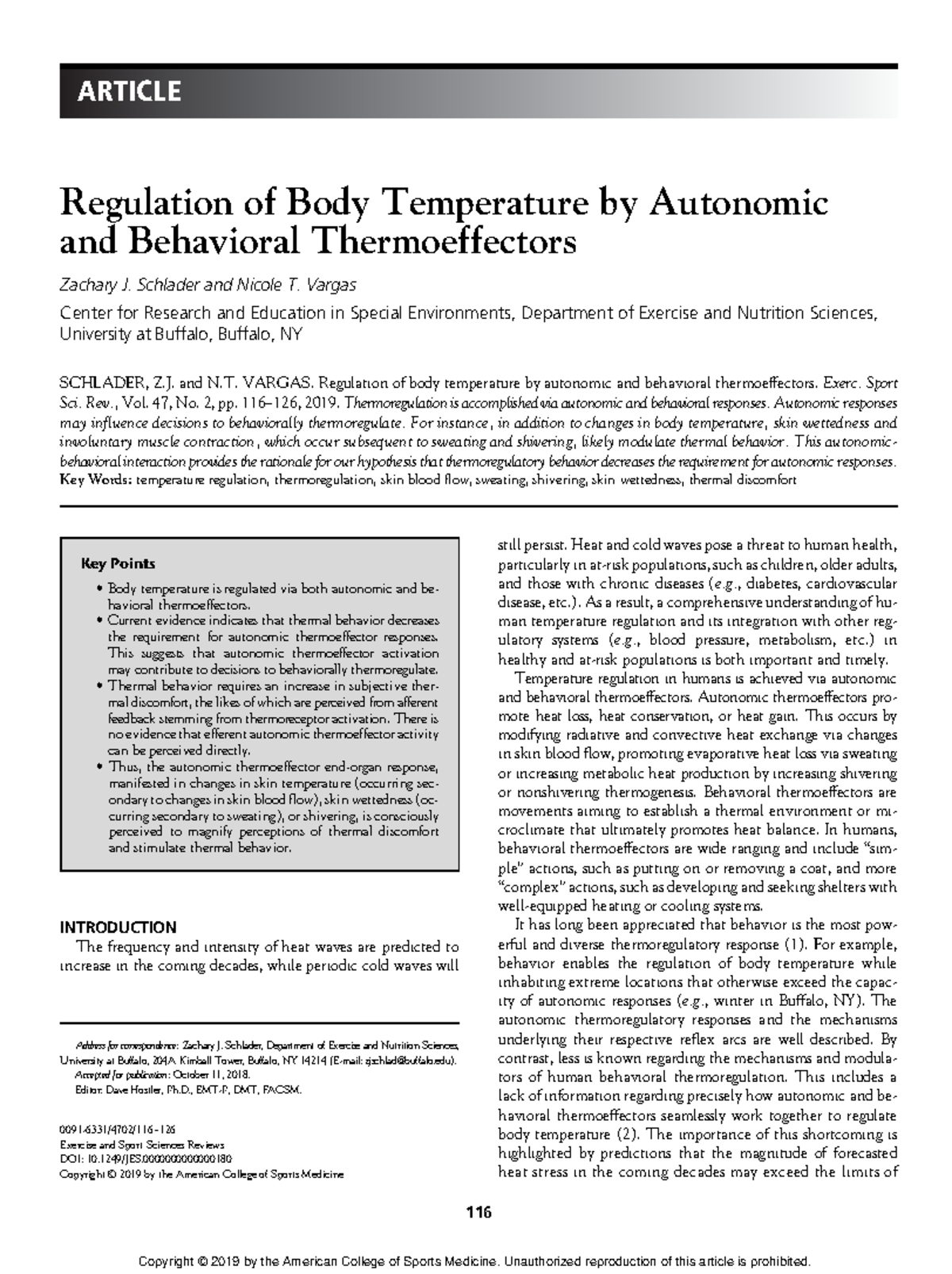 Number 1 Regulation of Body Temperature by Autonomic and behavioral ...