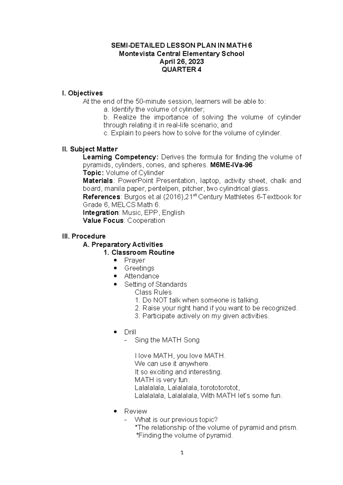 Math LP-Sample Format - aaa - SEMI-DETAILED LESSON PLAN IN MATH 6 ...