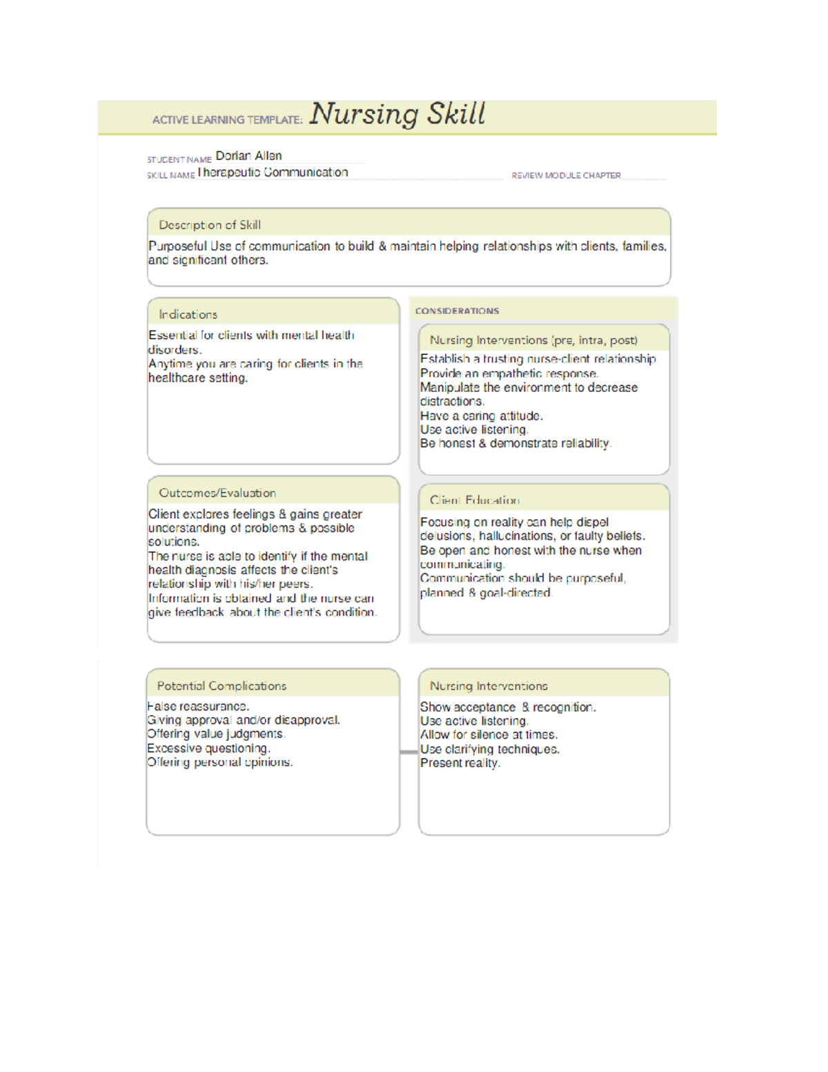 Ati Nursing Skills Template