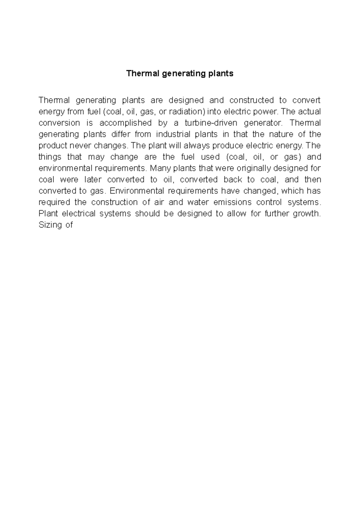 Thermal generating plants - Thermal generating plants Thermal ...