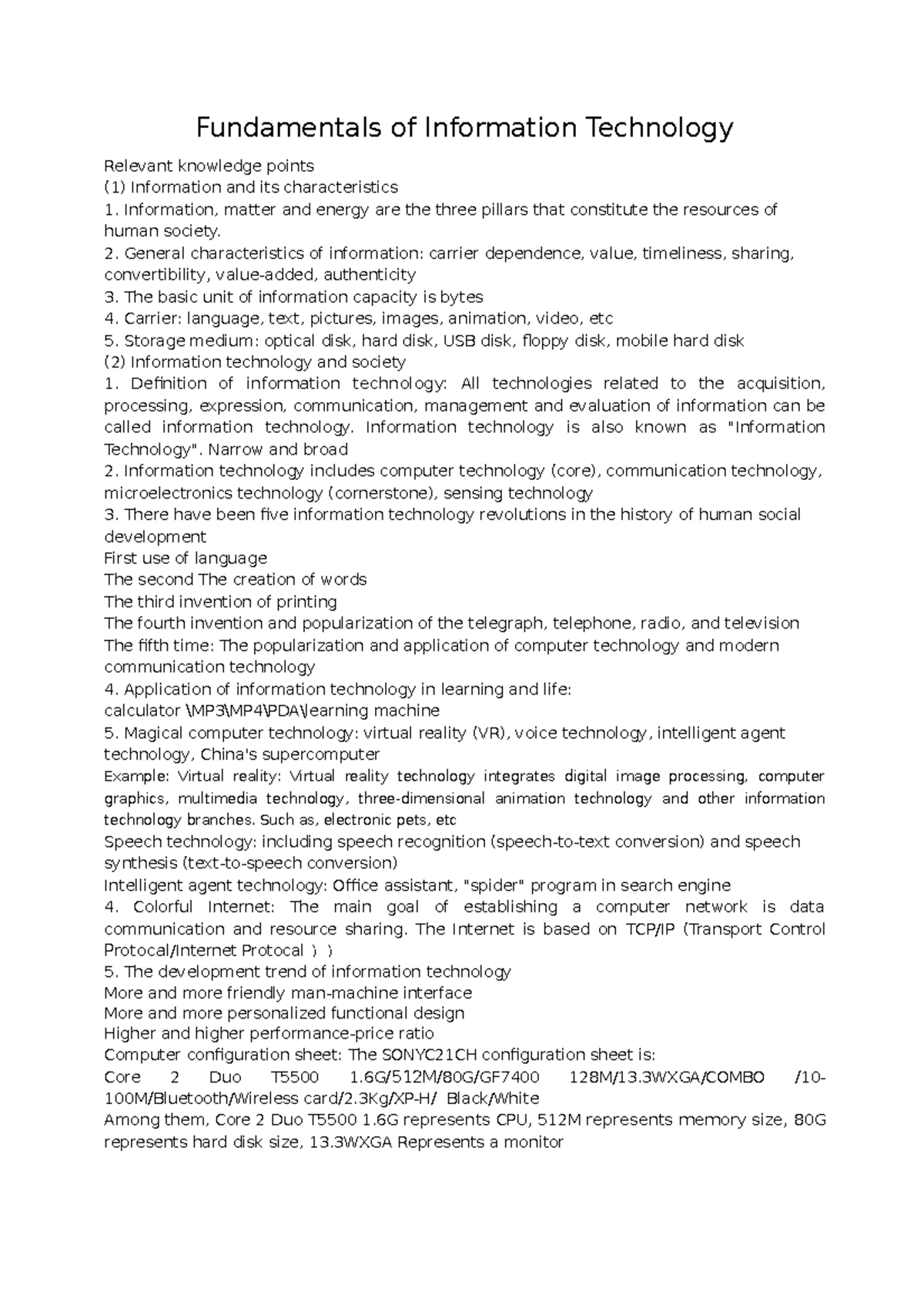 Fundamentals of Information Technology - Fundamentals of Information ...