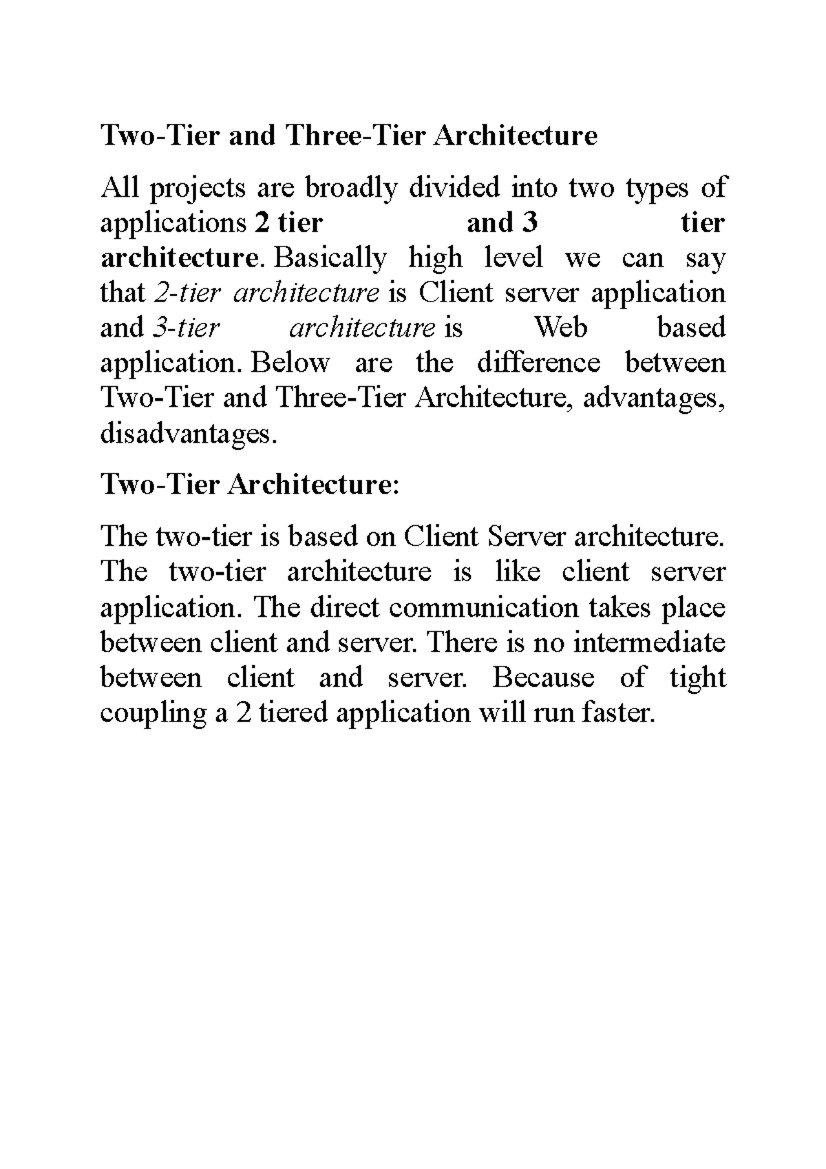 Two Tier and Three Tier Architecture - Two-Tier and Three-Tier ...