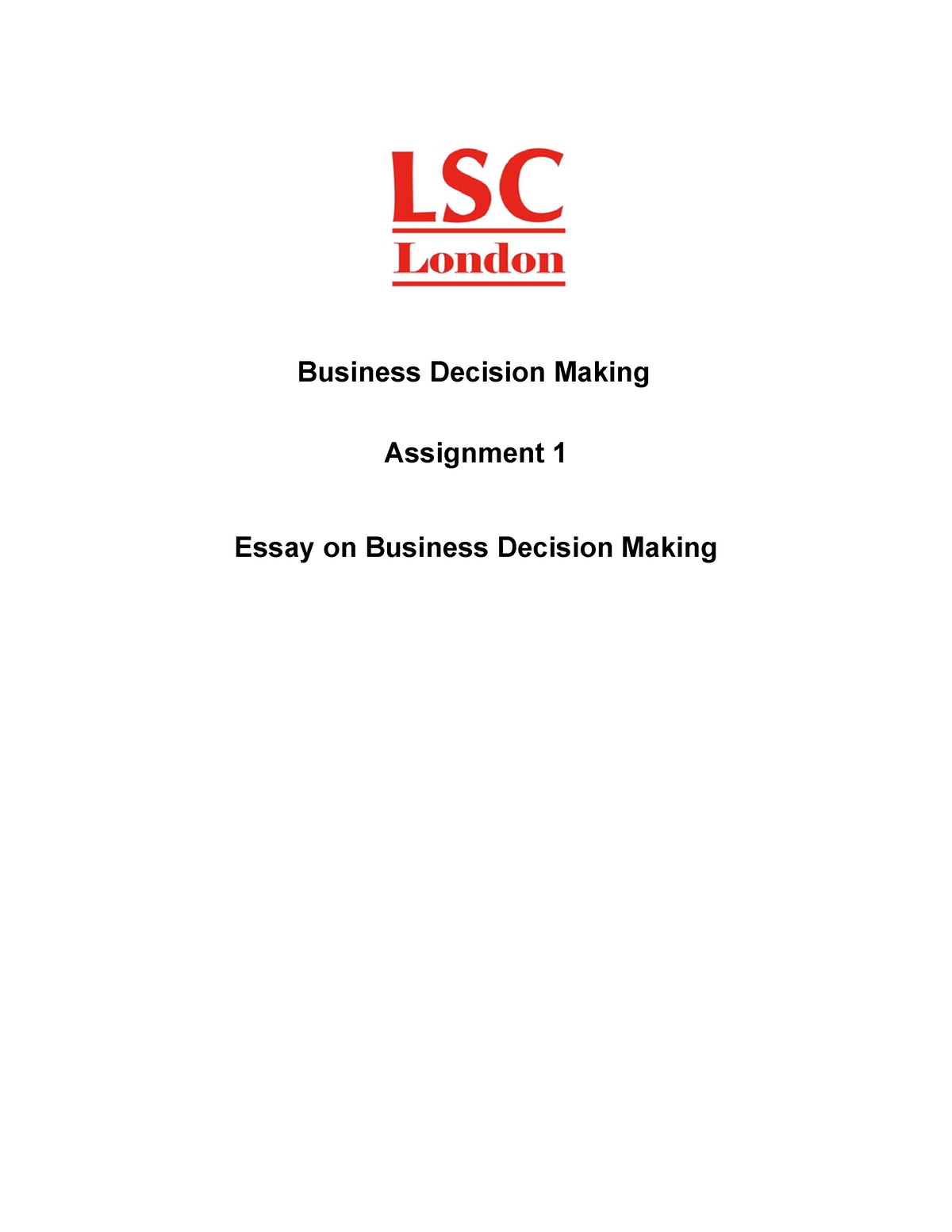 business decision making assignment