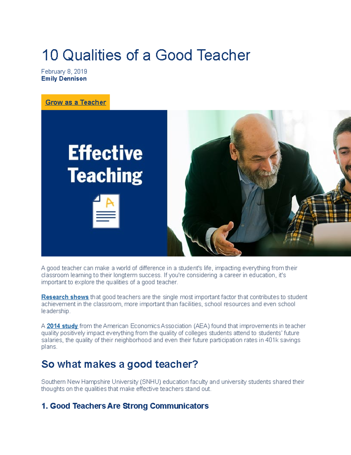 10 Qualities of a Good Teache 1 - 10 Qualities of a Good Teacher ...