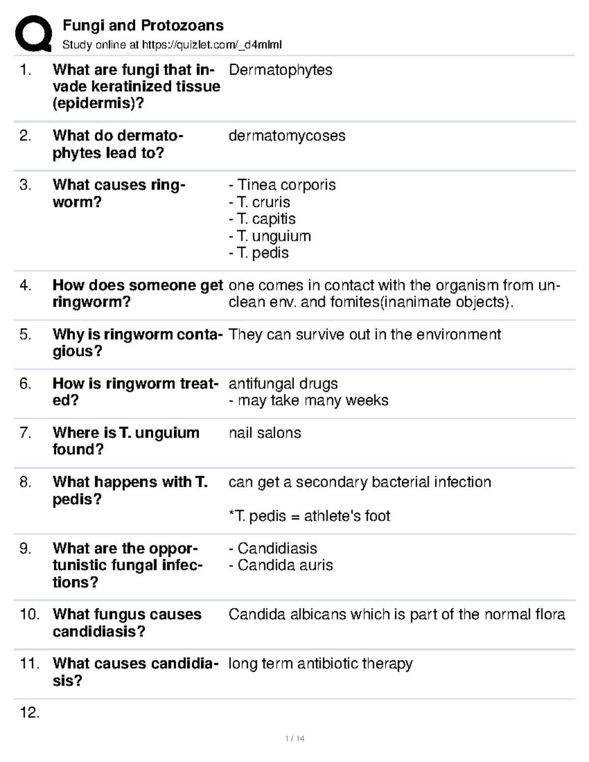 Fungi and Protozoans Study Guide - Study online at quizlet/_d4mlml What ...