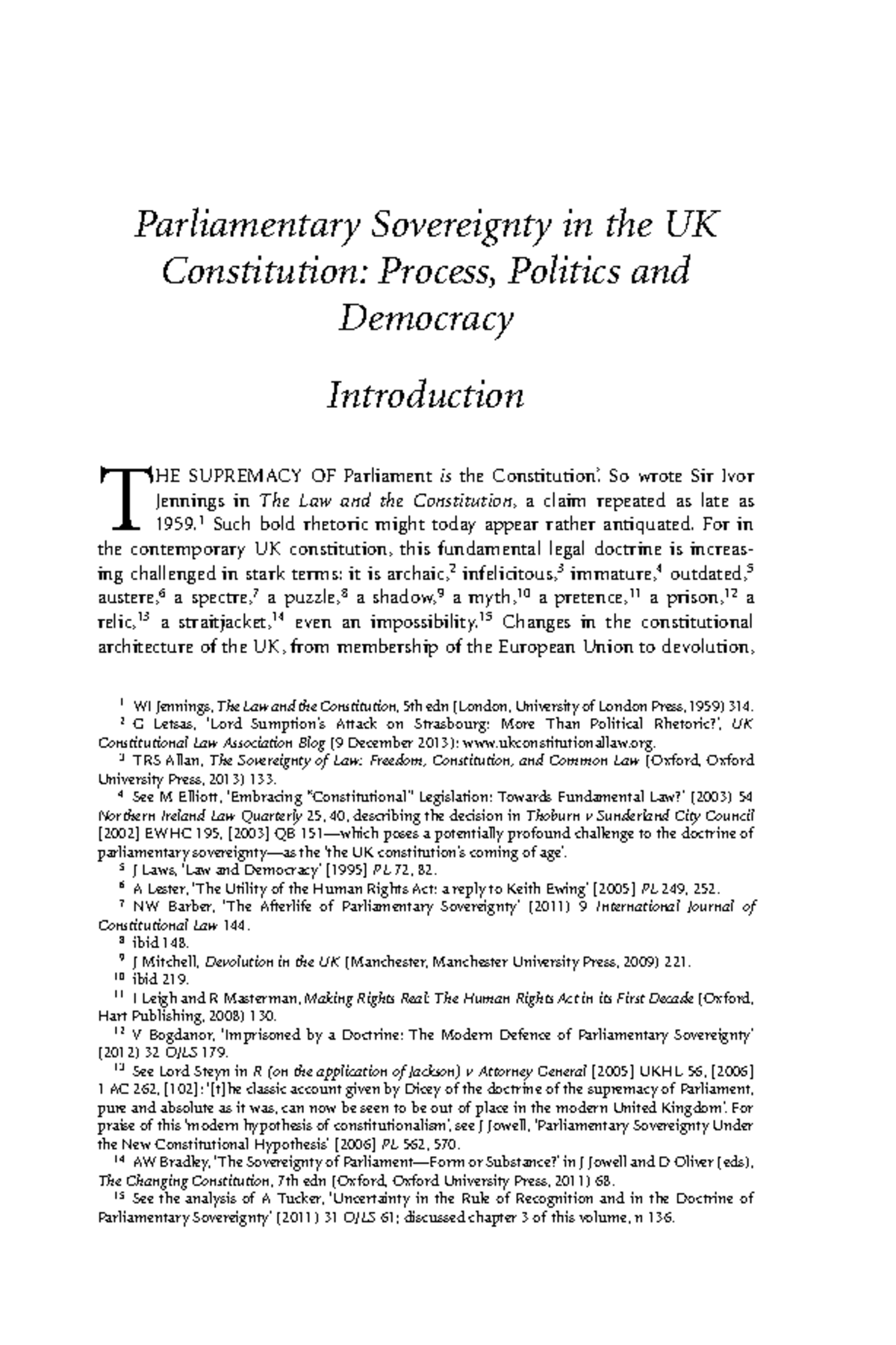 9781849464659 sample notes Parliamentary Sovereignty in the UK