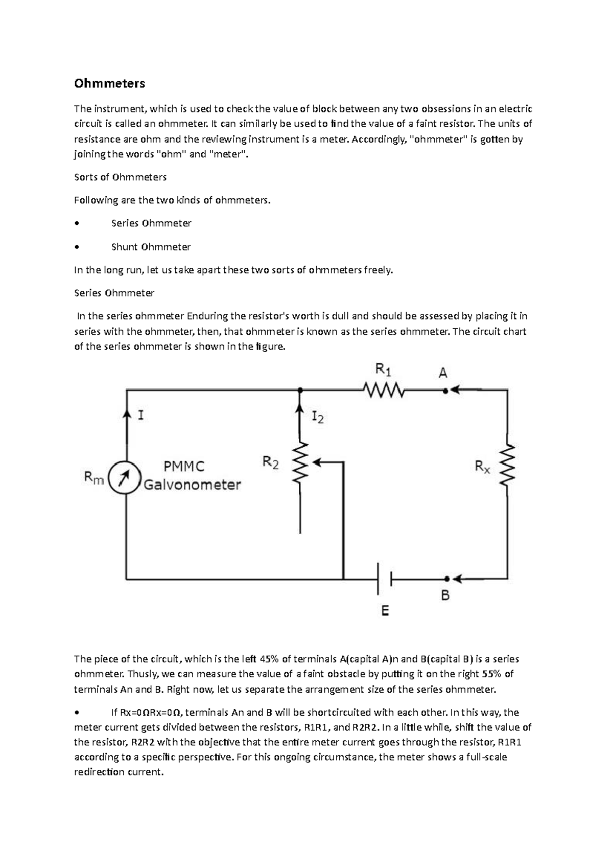 Ohmmeters,multimeter,dc Current And Voltmeter Measurement - Ohmmeters ...