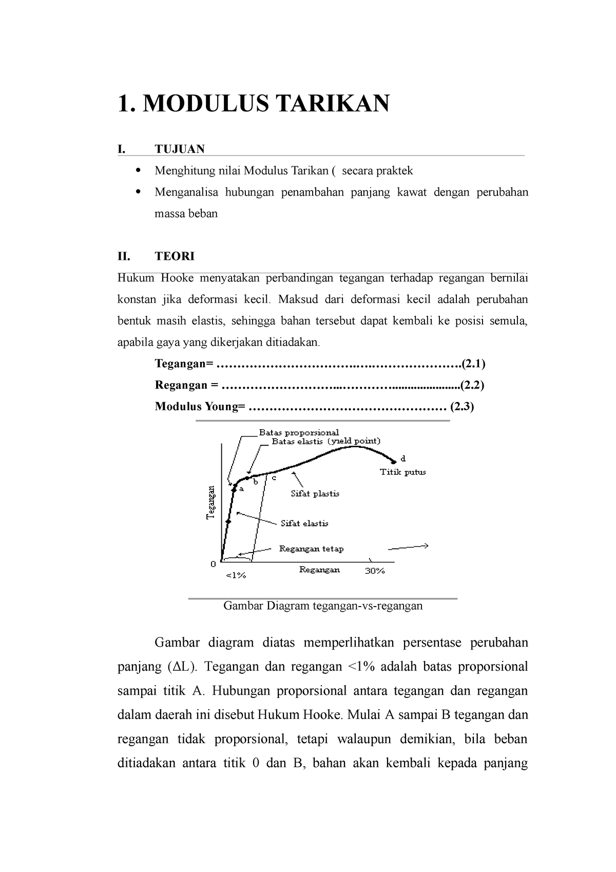 Modul Praktikum Fisika Dasar 1 Modulus Tarikan - 1. MODULUS TARIKAN I ...