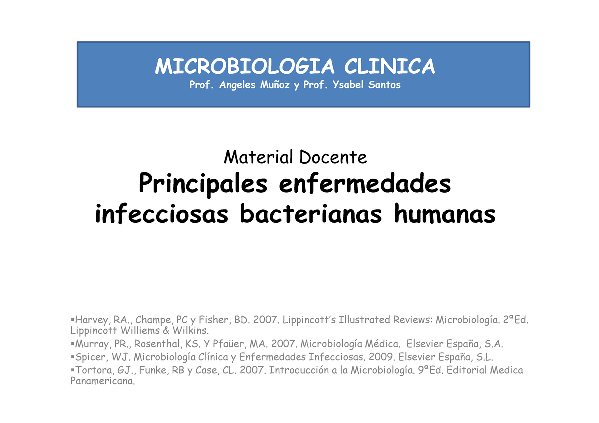 Fichas Enfermedades - MICROBIOLOGIA CLINICA Prof. Angeles Muñoz Y Prof ...