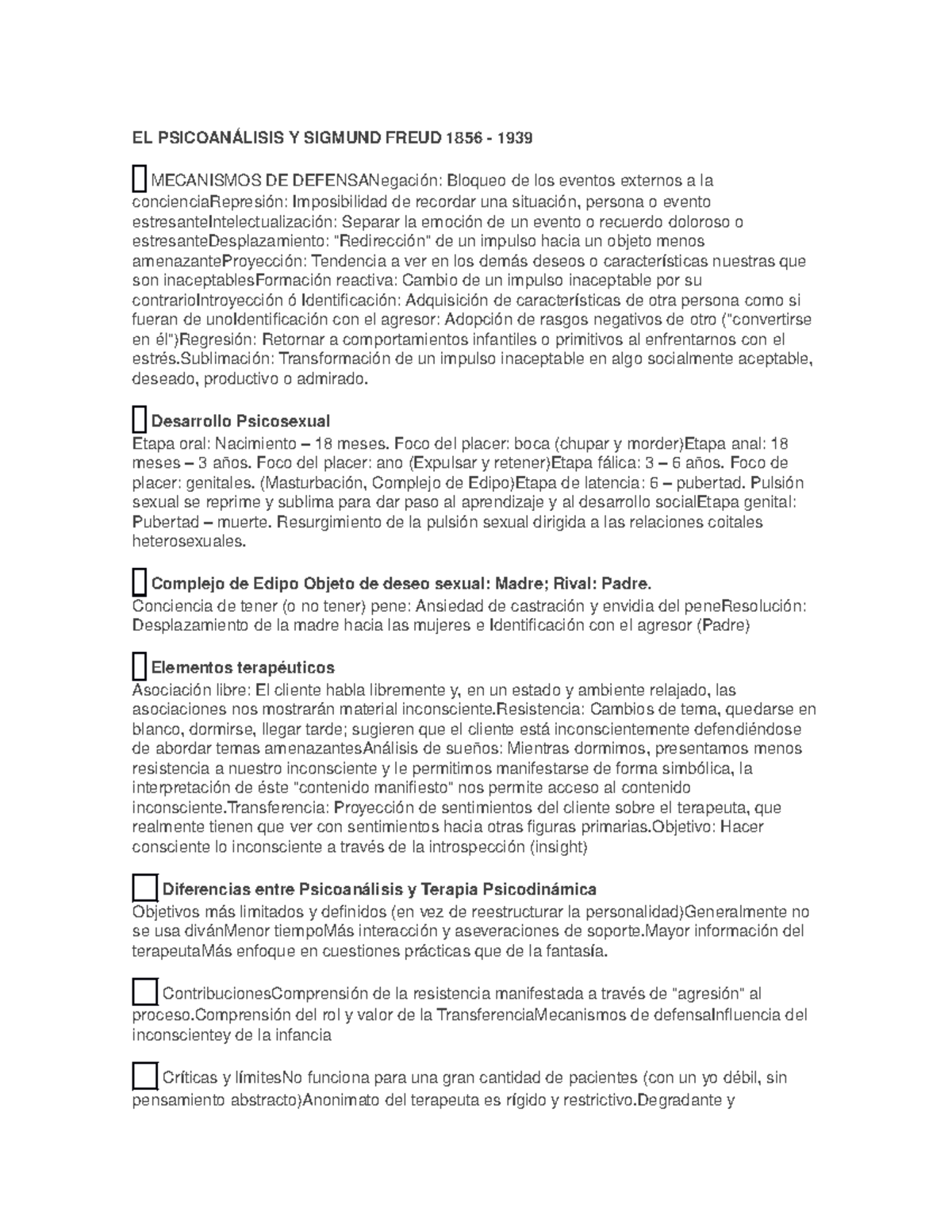 El Psicoanalisis Y Sigmund Freud 1856 El Psicoan Lisis Sigmund Freud 1856 1939 Mecanismos De Defensanegaci Bloqueo De Los Eventos Externos La Concienciarepresi Studocu