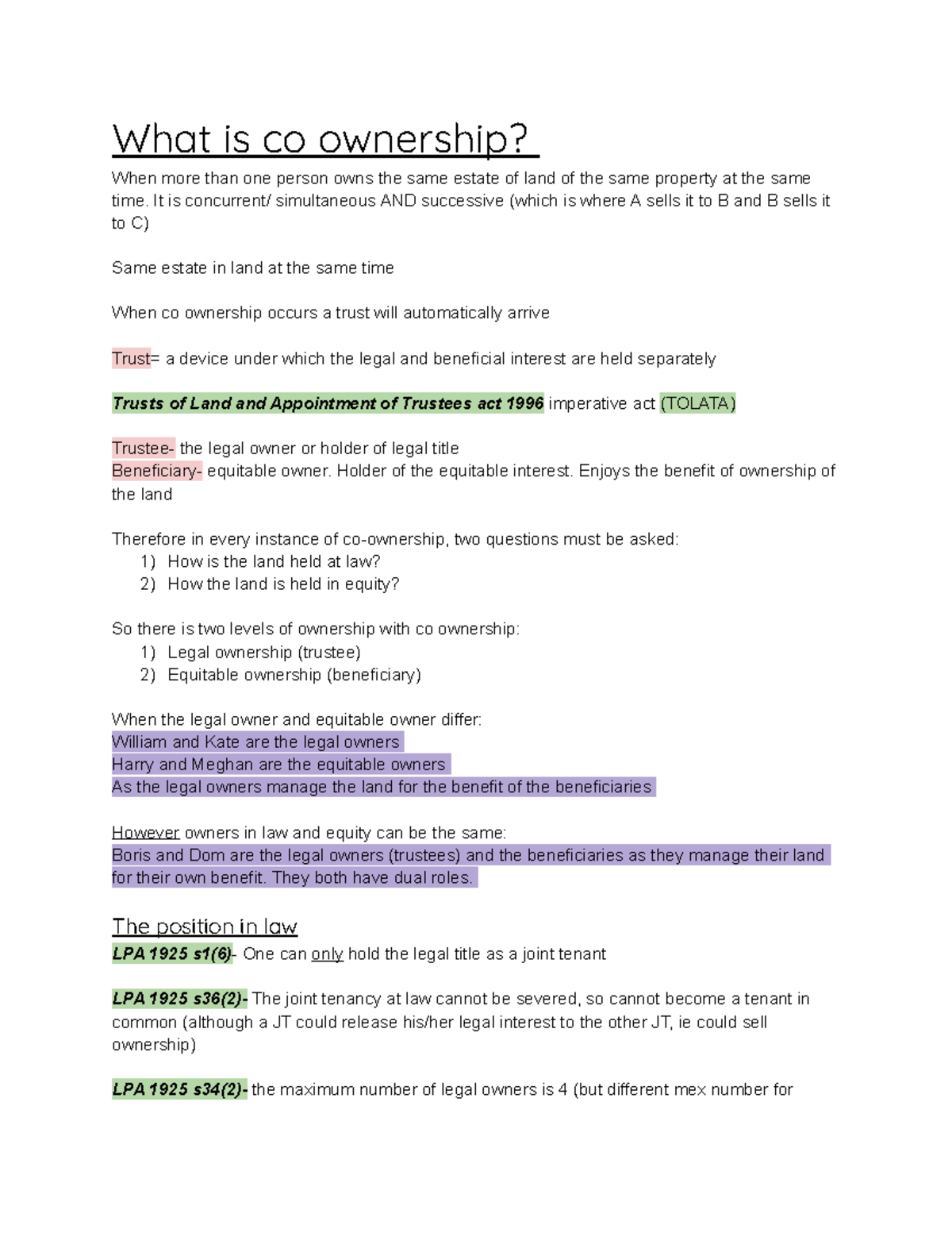 Co-ownership in Land - What is co ownership? When more than one person ...
