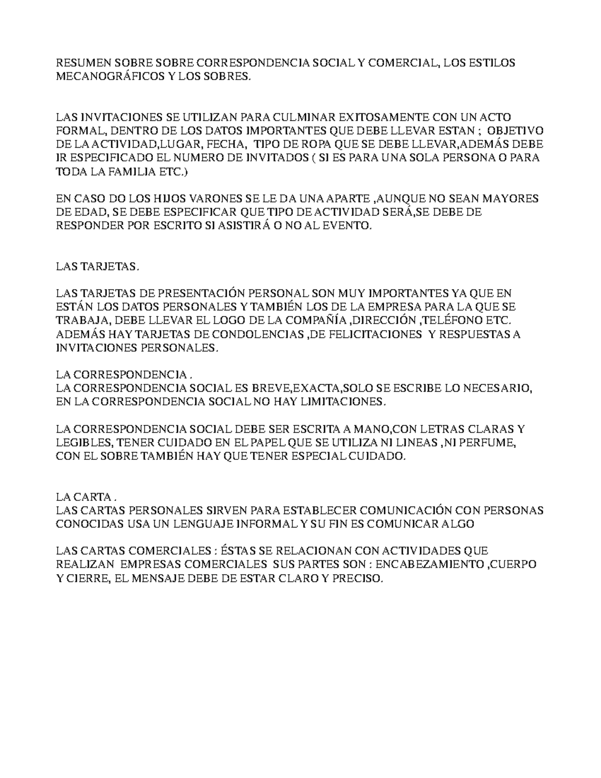 Resumen De Correspondencia Resumen Sobre Sobre Correspondencia Social Y Comercial Los Estilos