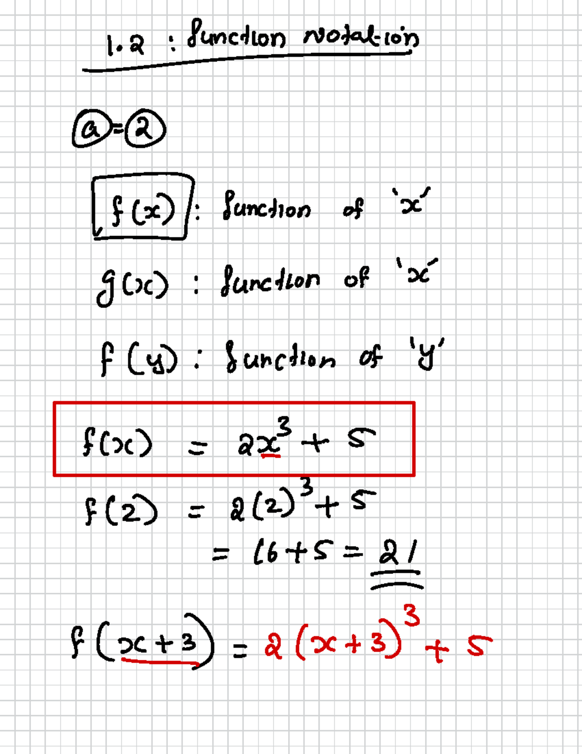 1.2 Notes Function Notation - : function Notation @ ② LEE) : function ...
