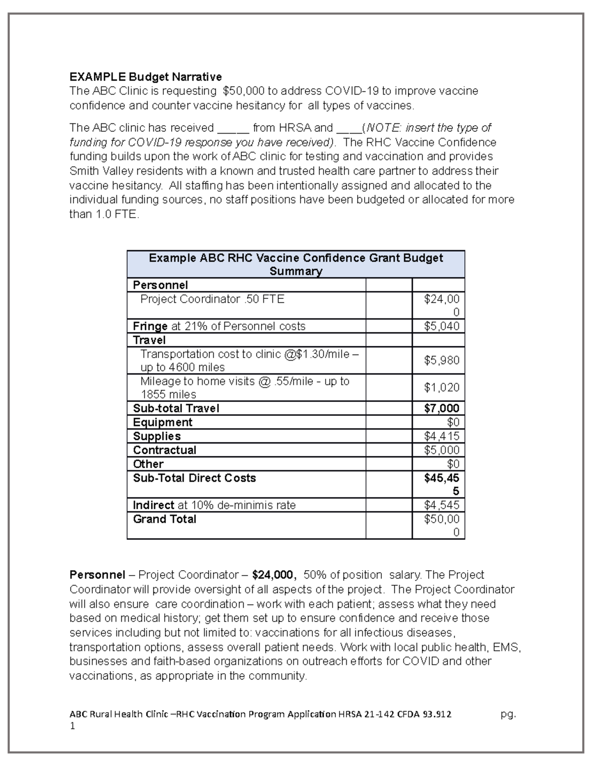 Budget Narrative Example EXAMPLE Budget Narrative The ABC Clinic Is   Thumb 1200 1553 