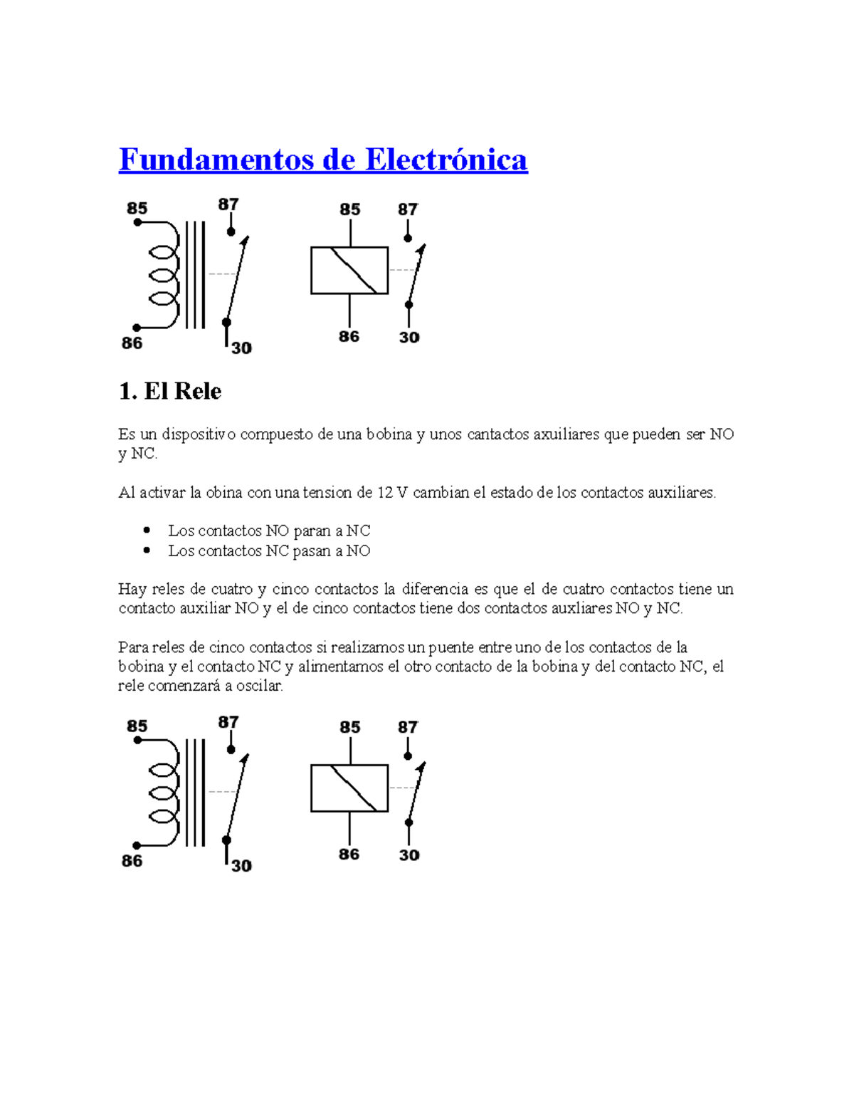 Fundamentos de Electrónica pot Fundamentos de Electrónica 1. El Rele