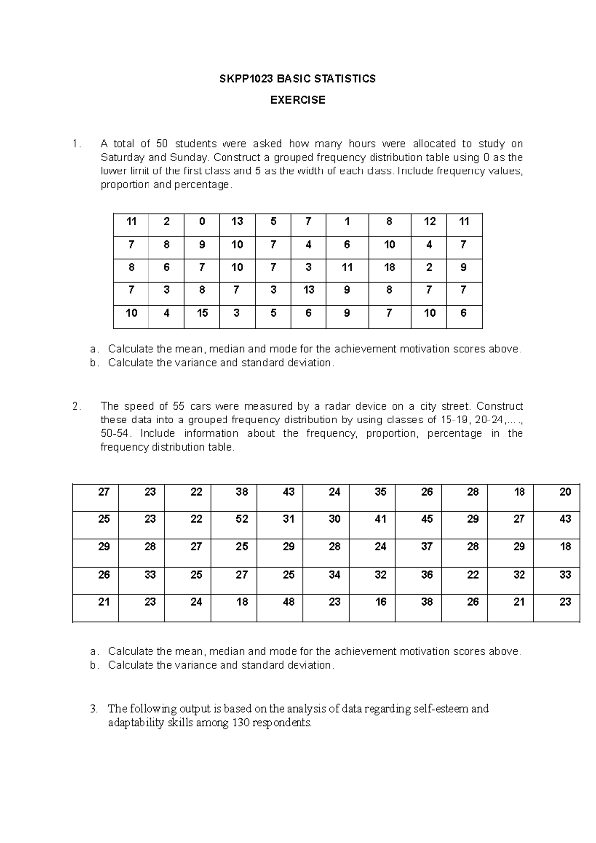SKPP1023 Exercise - application question - SKPP1023 BASIC STATISTICS ...