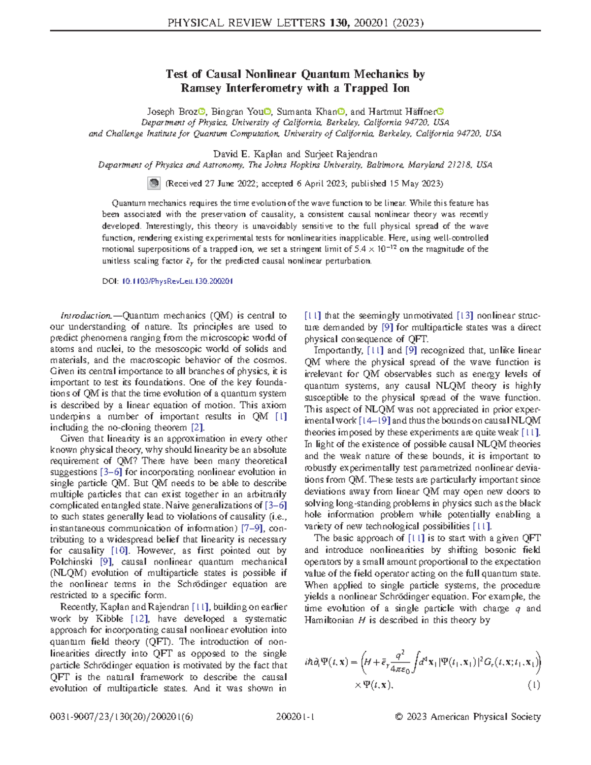 Papers related to non linear quantum - Test of Causal Nonlinear Quantum ...