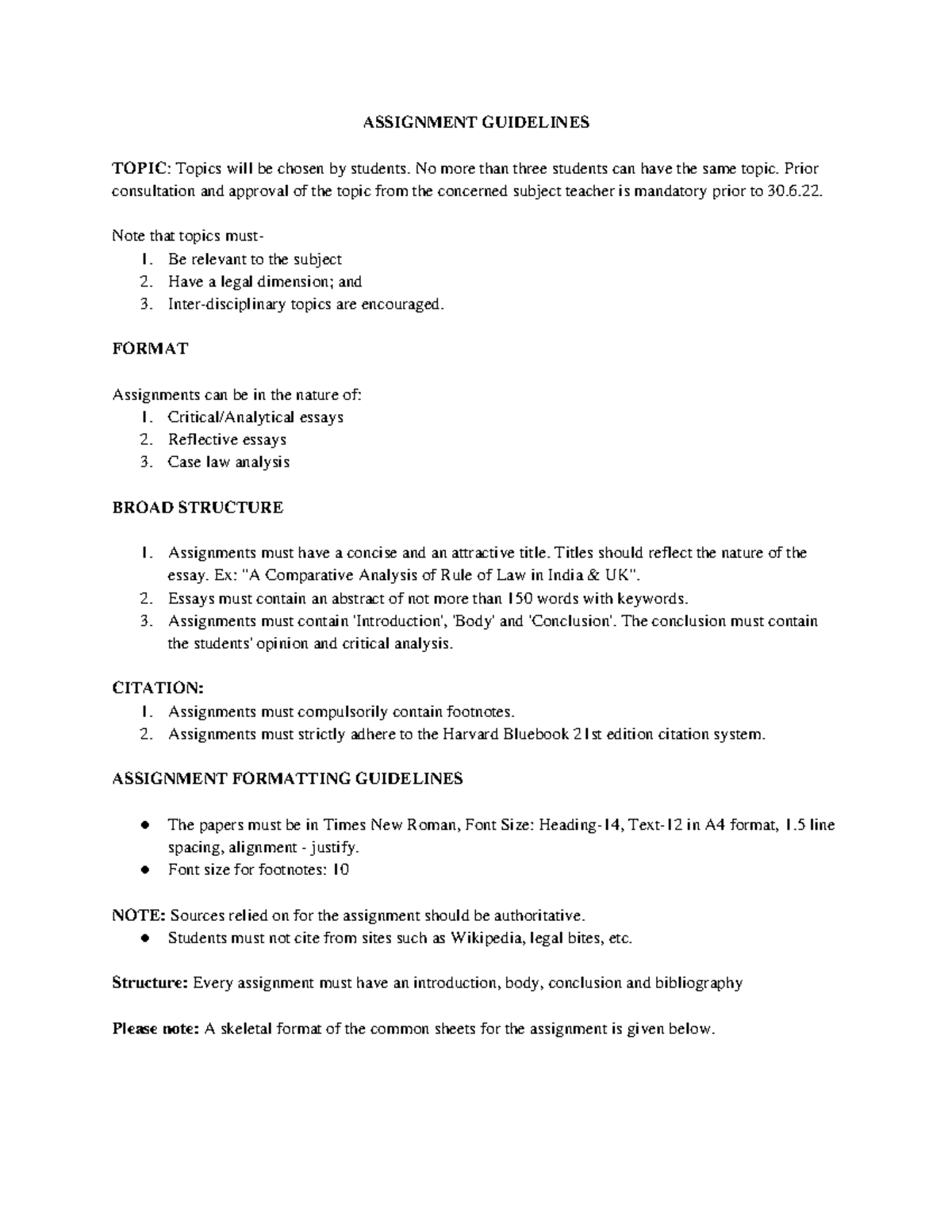 Assignment notice - work - ASSIGNMENT GUIDELINES TOPIC: Topics will be ...