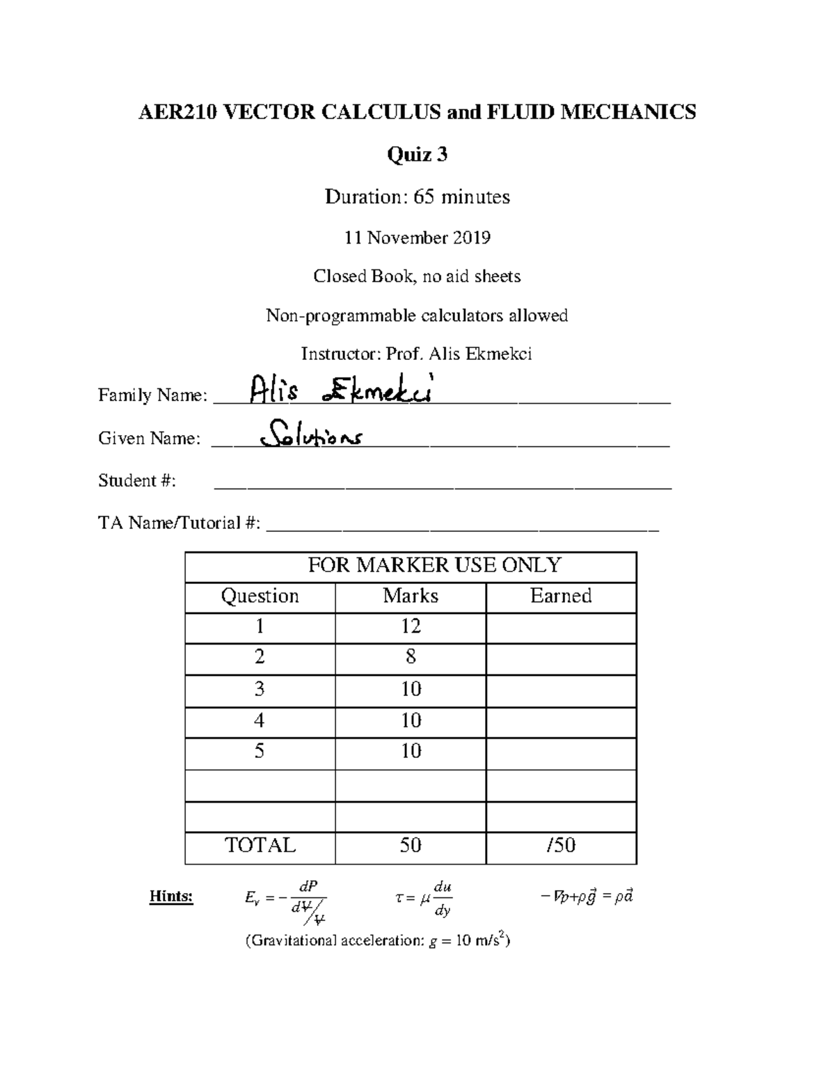 AER210H1 2019 9 611575267382 Fluid Mechanics Q3 solutions 2019 - AER210 ...