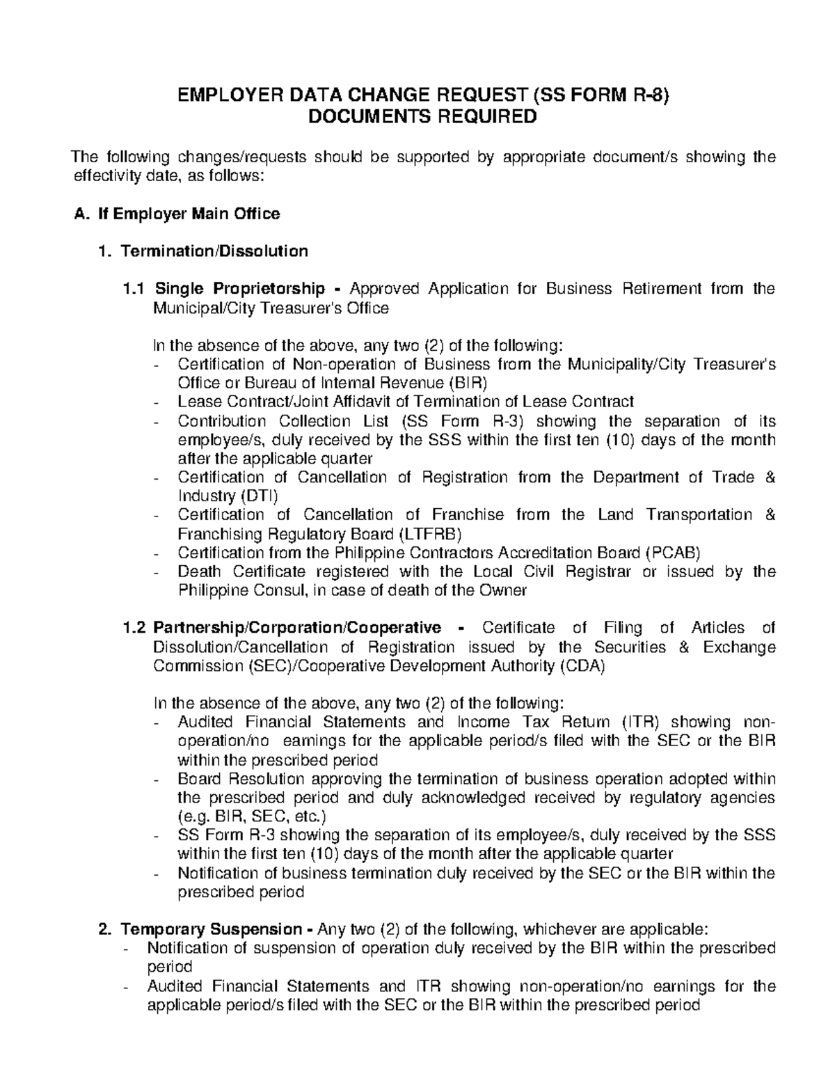 SSSForms Employer Record Change Request Documents EMPLOYER DATA