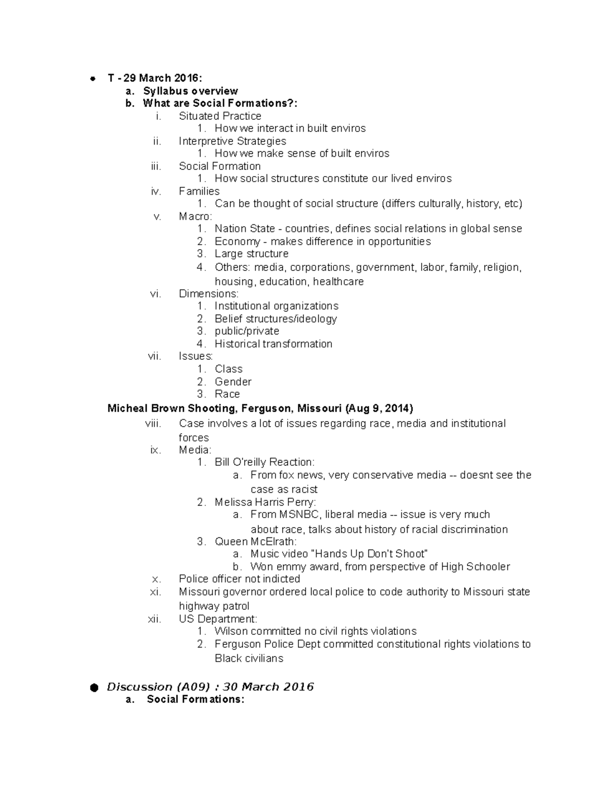 Comm 100c - notes - T - 29 March 2016: a. Syllabus overview b. What are ...