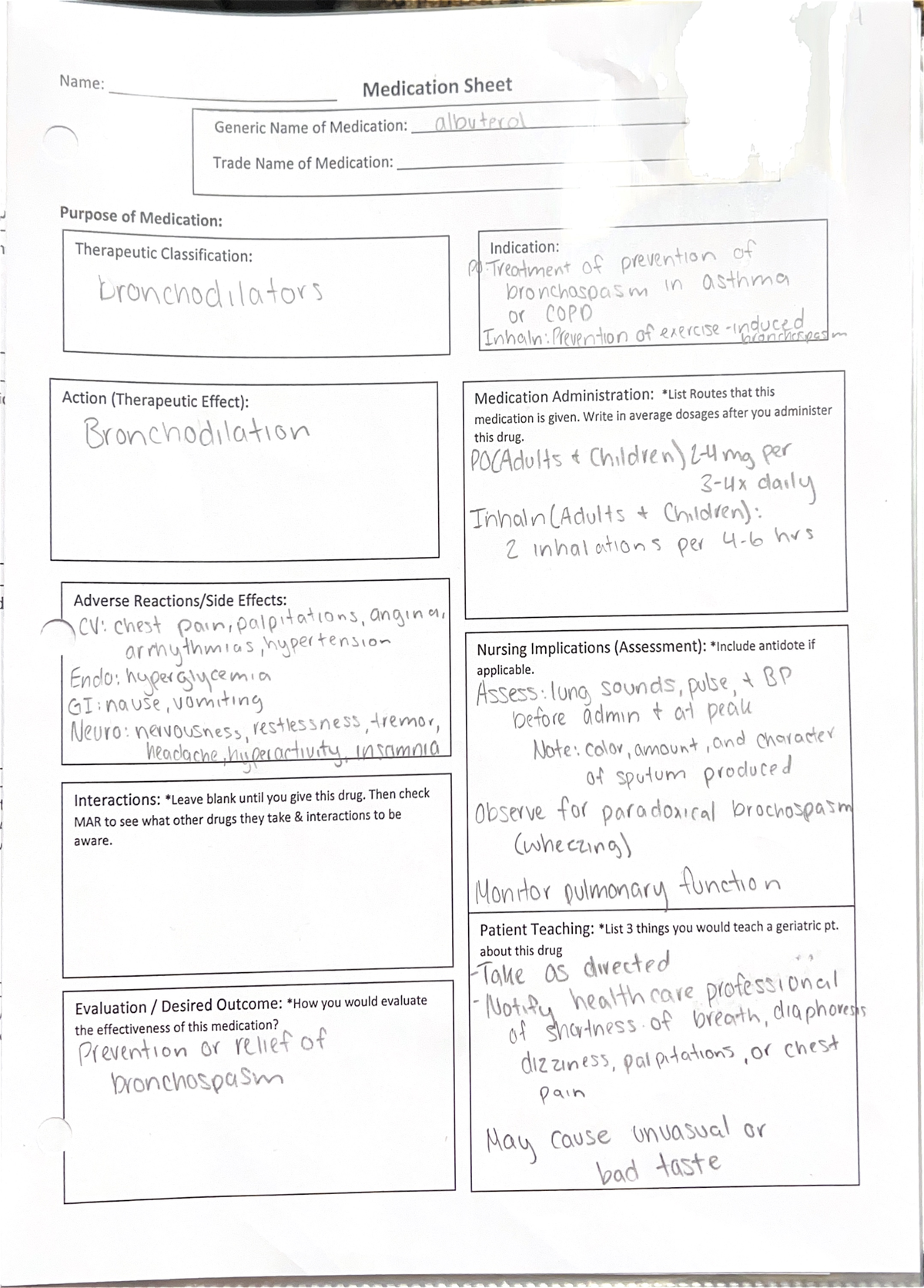 Clinical #2 Med Sheets - Pnn 127 - Studocu