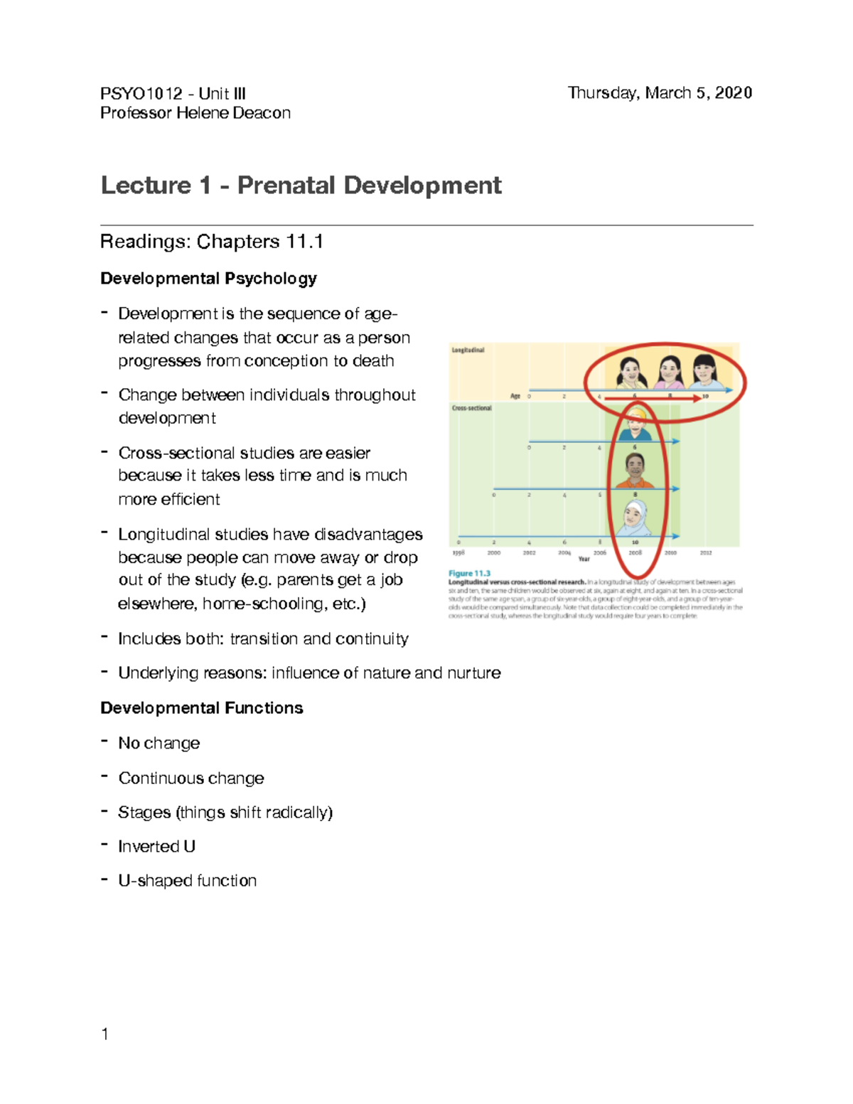 Unit 3 Lecture 1 - Prenatal Development - Professor Helene Deacon ...
