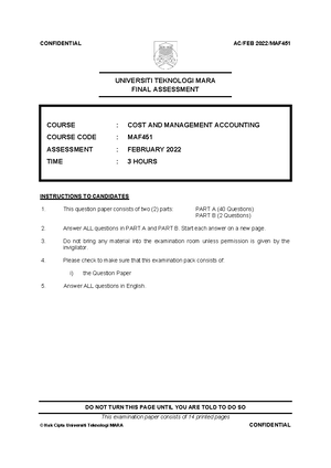 MAF451 JULY 2021 - PYQ JUL 2021 - UNIVERSITI TEKNOLOGI MARA FINAL ...