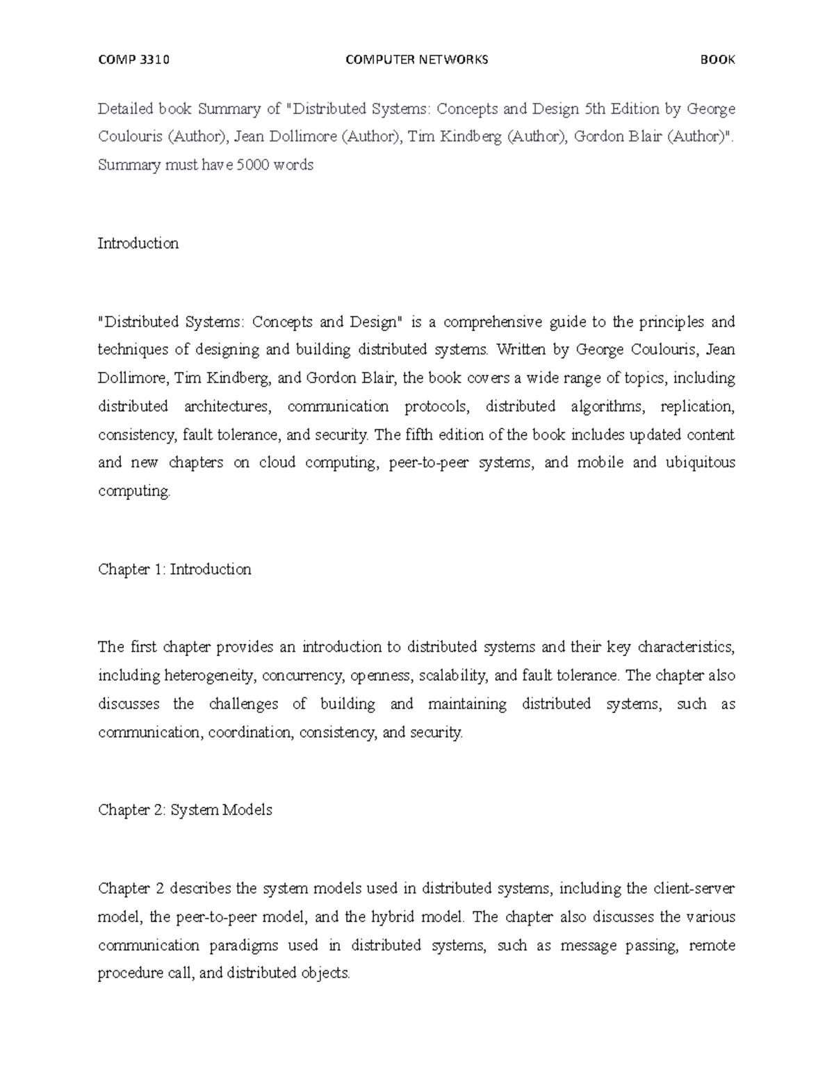 Detailed book Summary of Distributed Systems Concepts and Design 5th ...